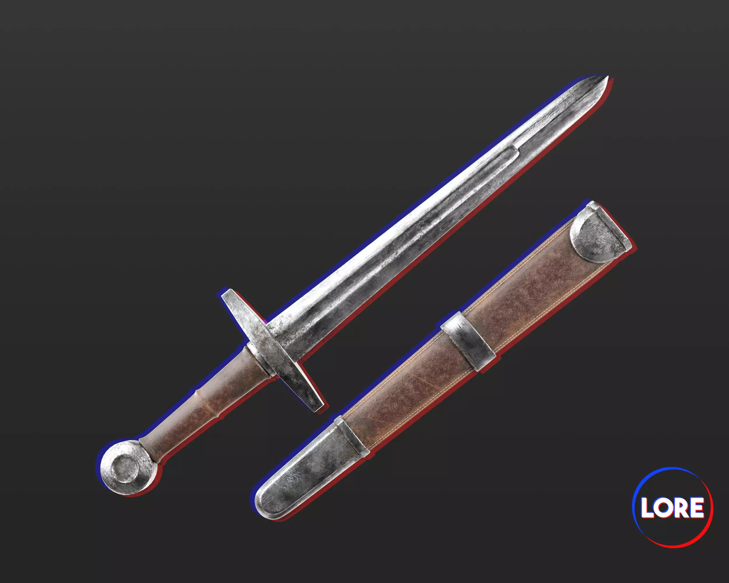 Medieval Knightly Weapon Dagger Low-poly 3D model_0