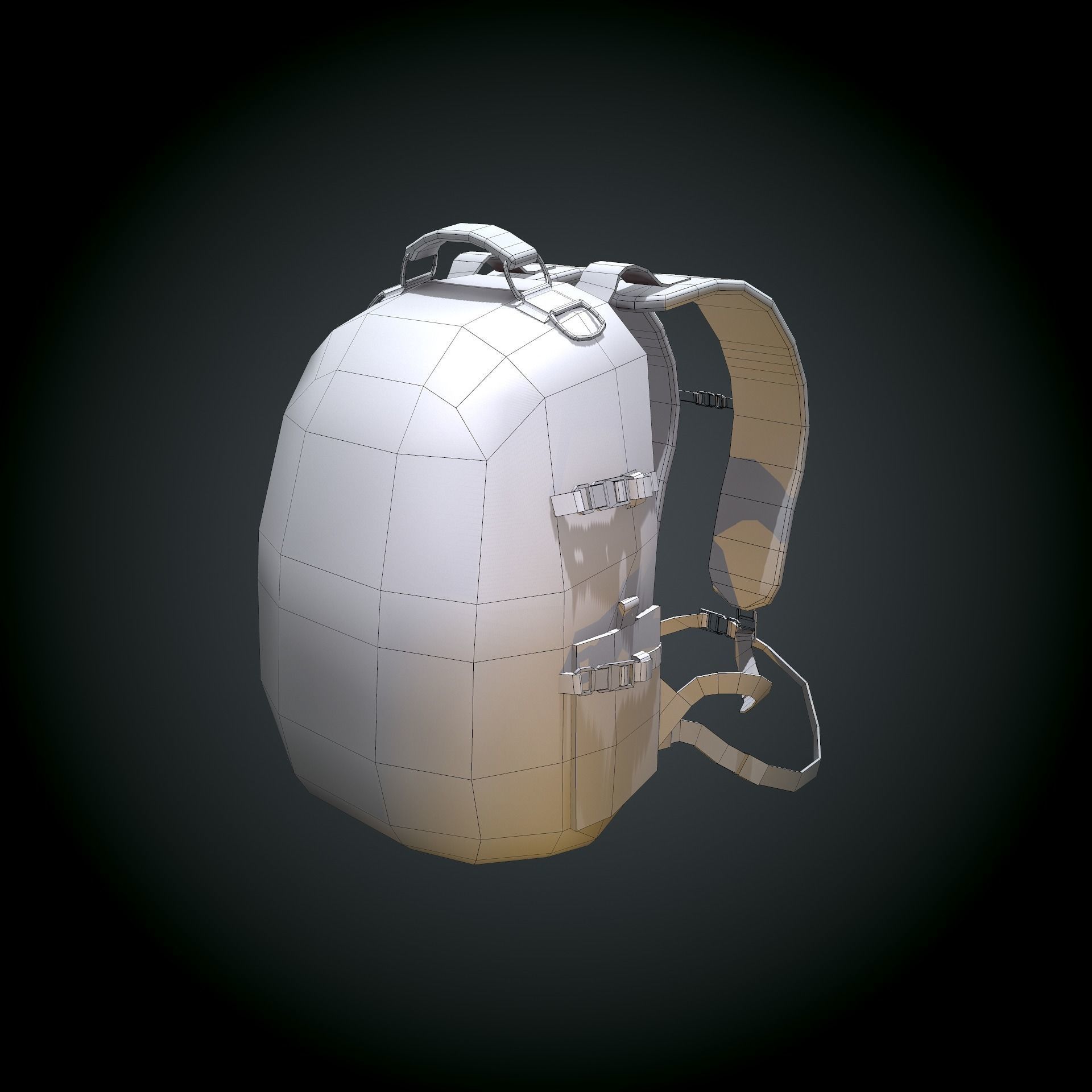 Low Poly Tactical Back Pack Game Asset Low-poly 3D model_3