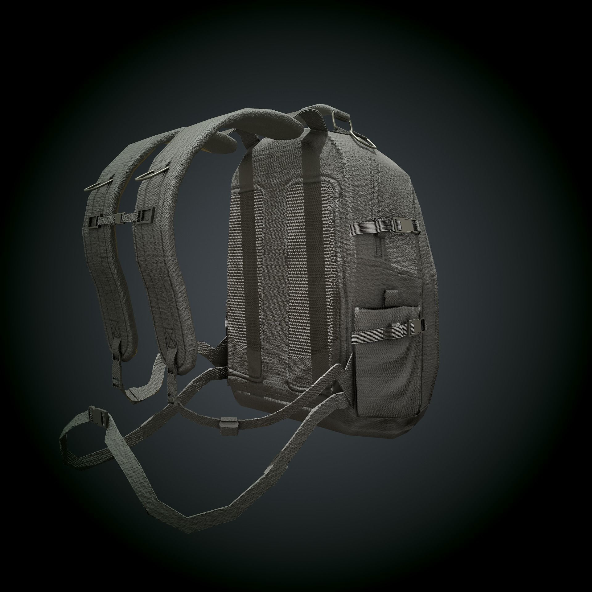 Low Poly Tactical Back Pack Game Asset Low-poly 3D model_2