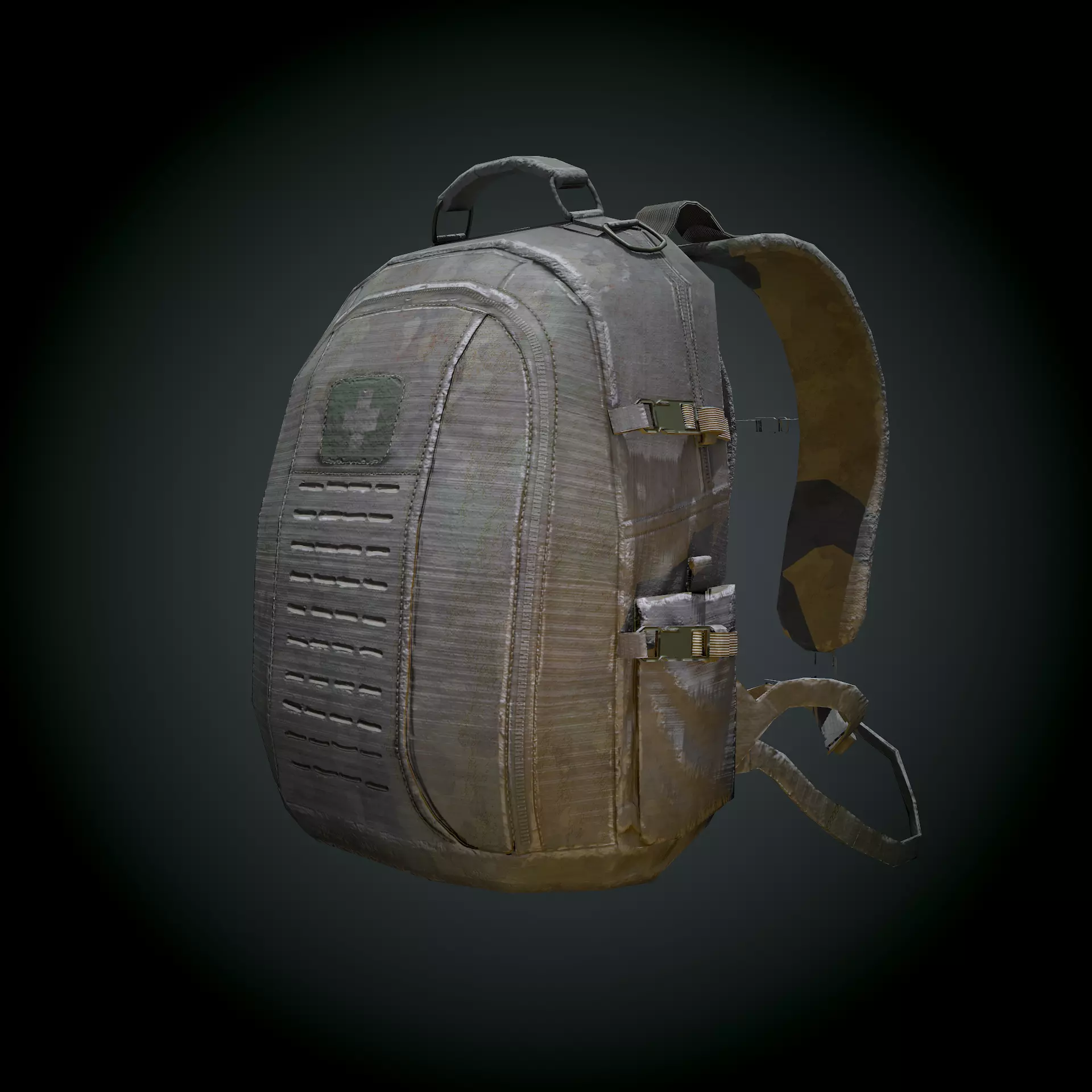 Tactical Back Pack Game Asset Low-poly 3D model_0