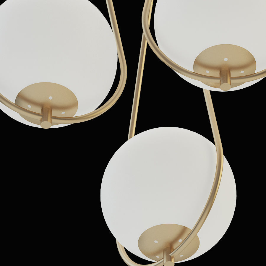 Kare Pendant Lamp Loop chrom and gold 3D model_3