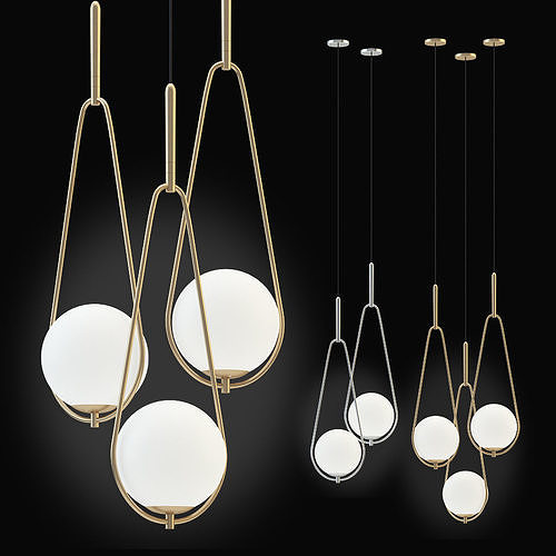 Kare Pendant Lamp Loop chrom and gold 3D model