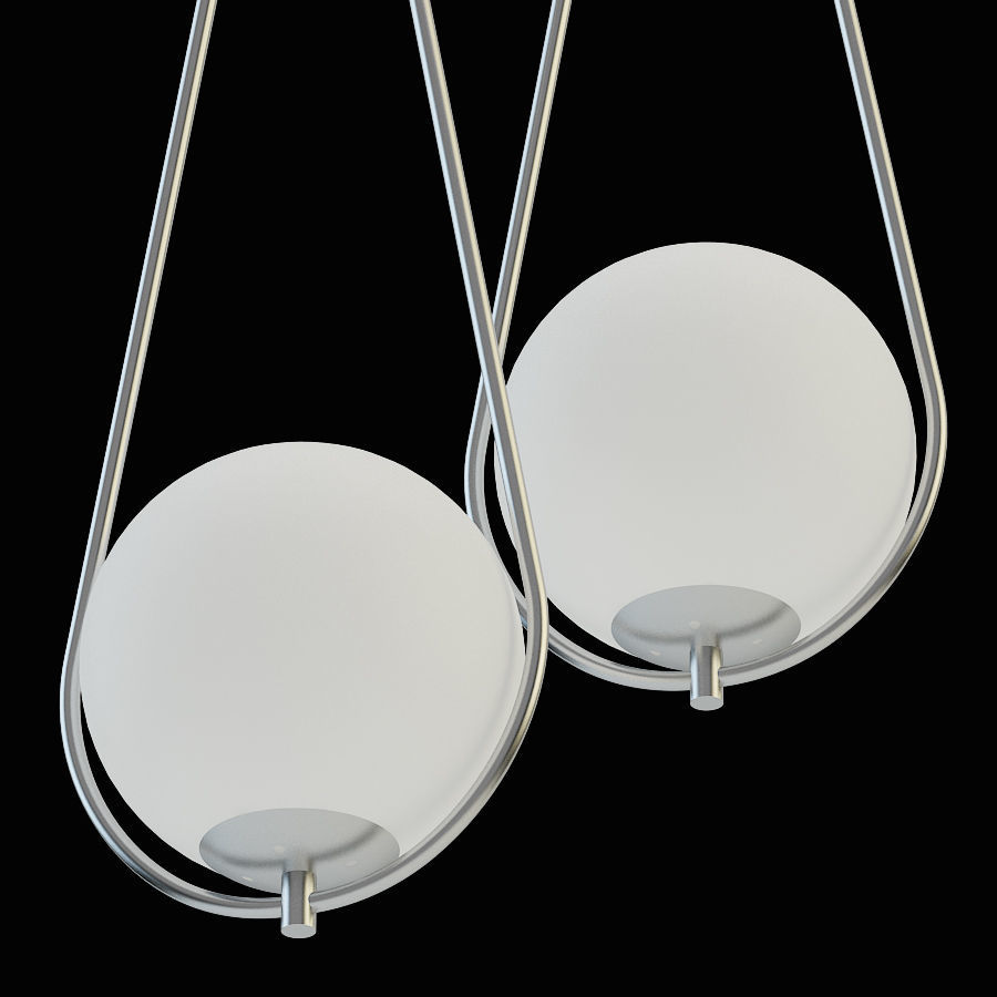 Kare Pendant Lamp Loop chrom and gold 3D model_2