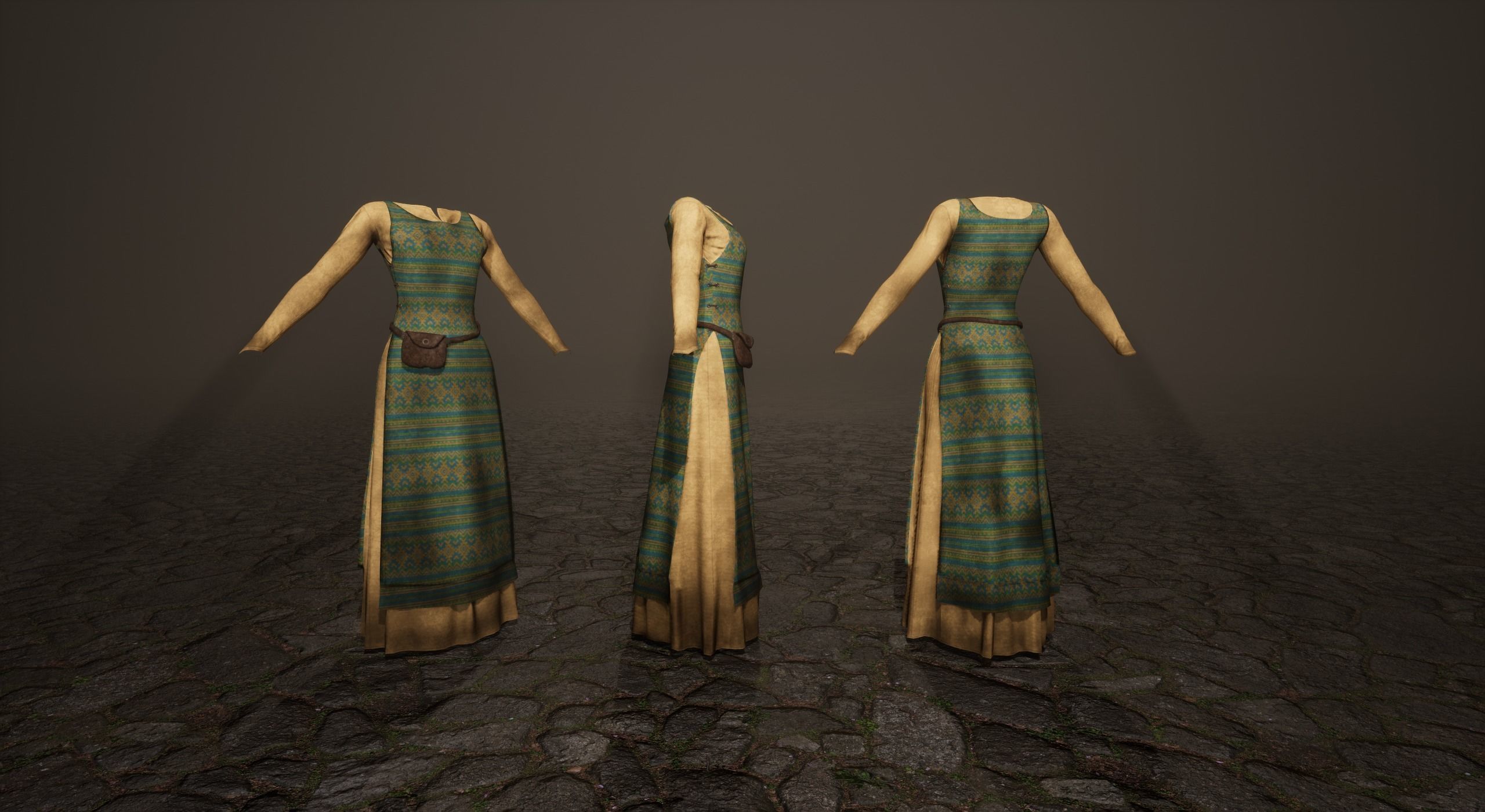 Medieval villager dresses Low-poly 3D model_4