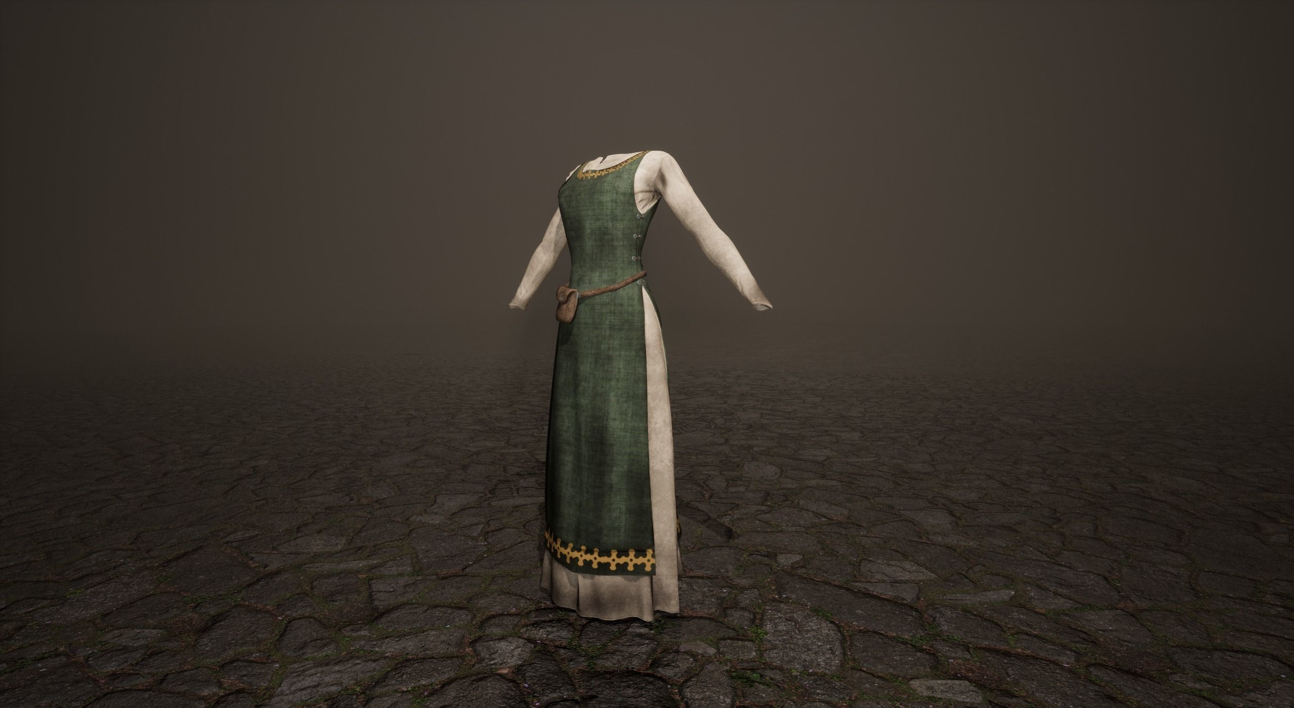 Medieval villager dresses Low-poly 3D model_13
