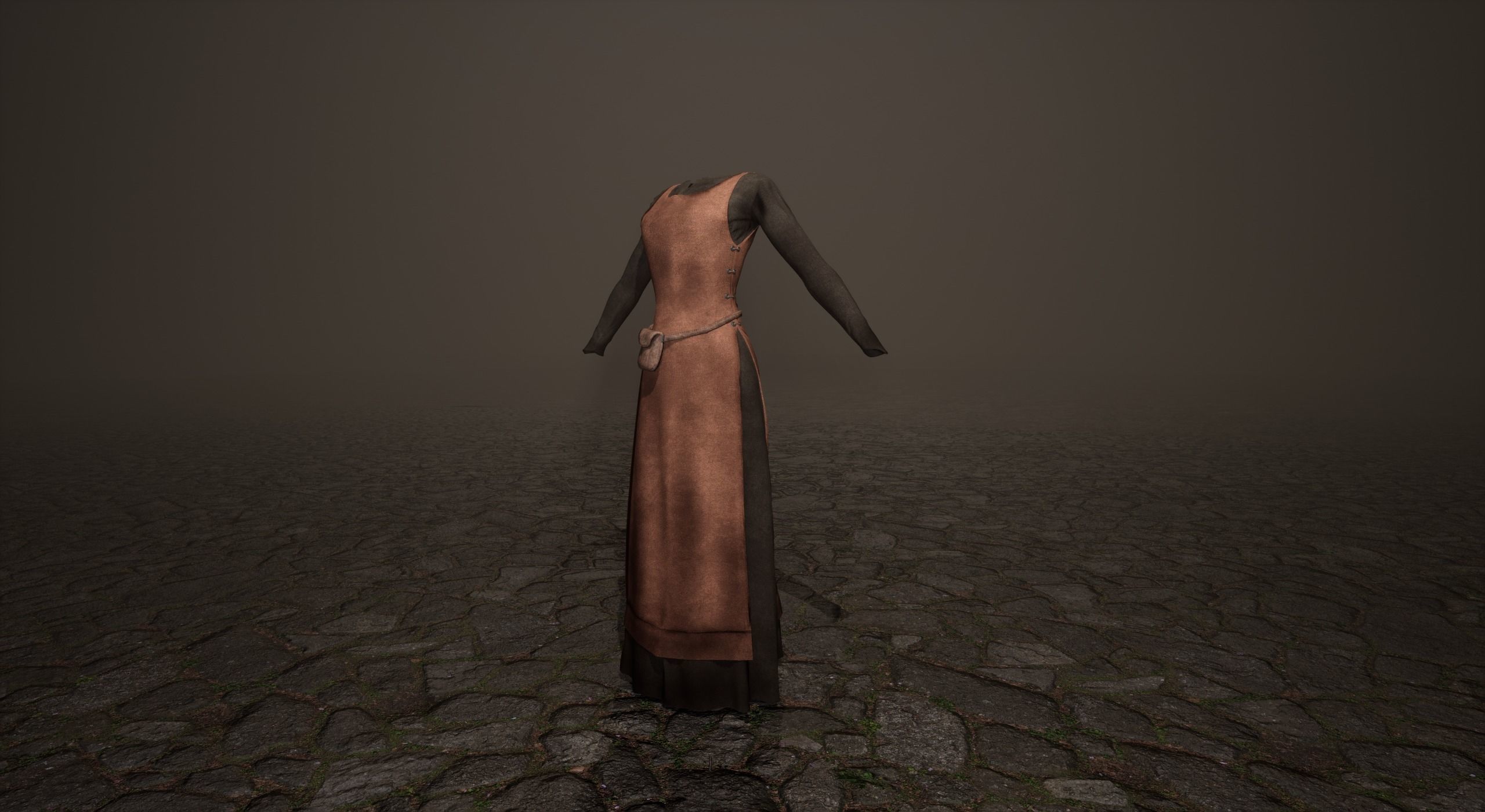 Medieval villager dresses Low-poly 3D model_11