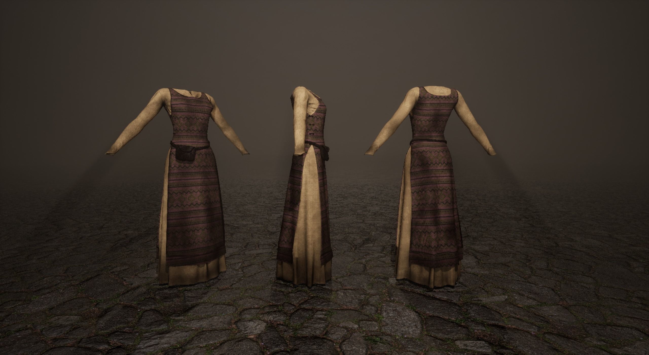 Medieval villager dresses Low-poly 3D model_5
