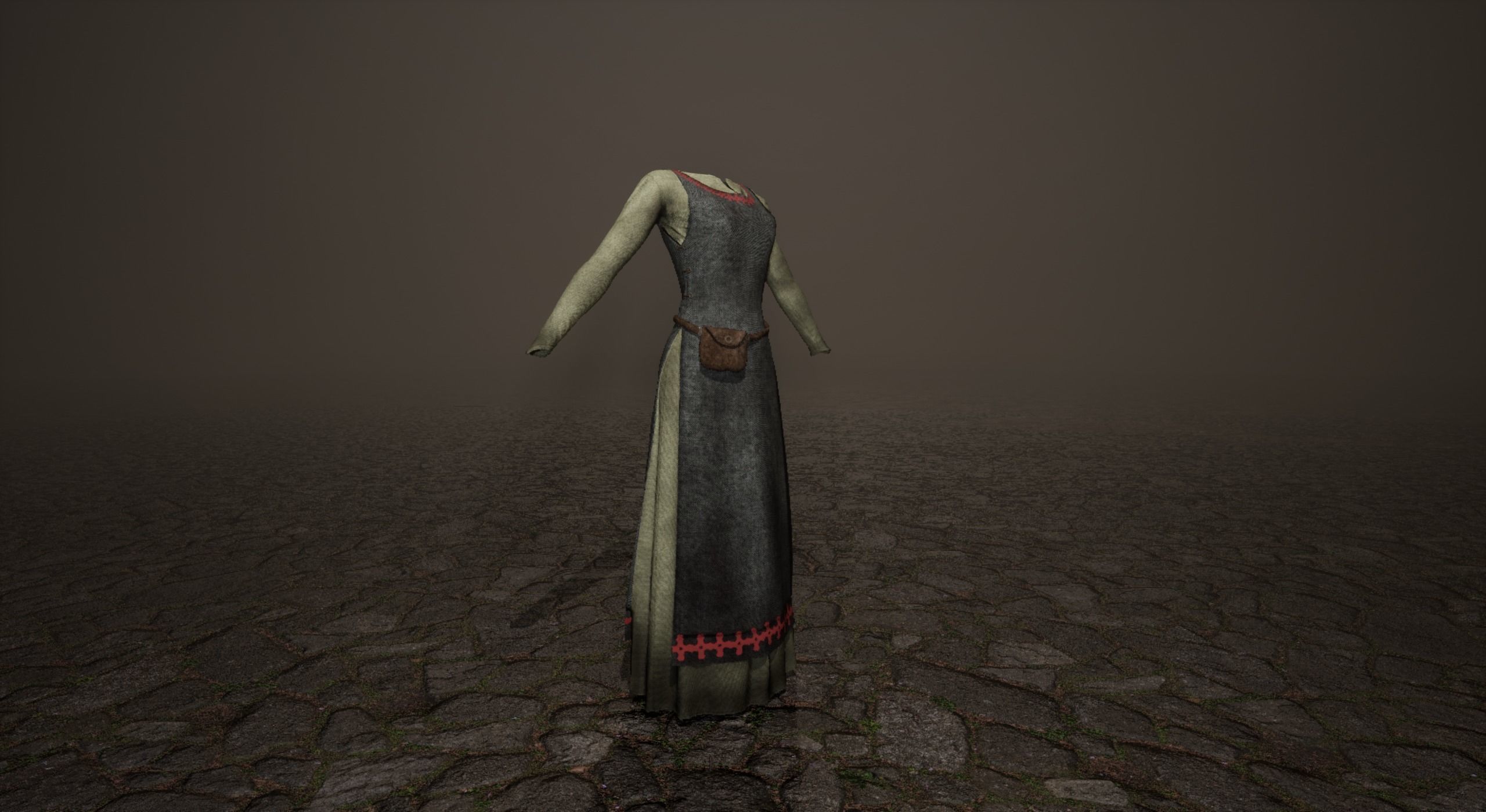 Medieval villager dresses Low-poly 3D model_7