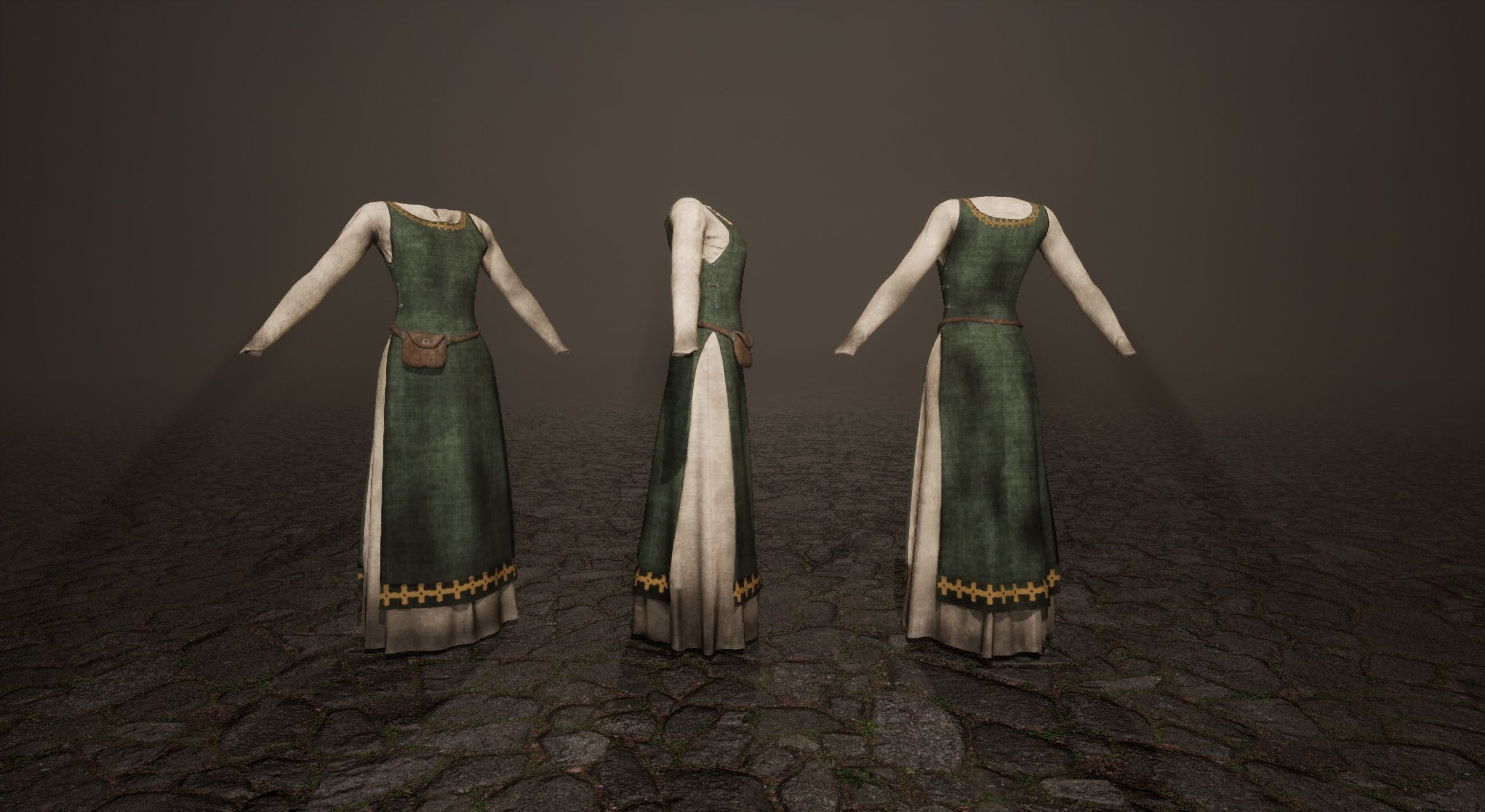 Medieval villager dresses Low-poly 3D model_2