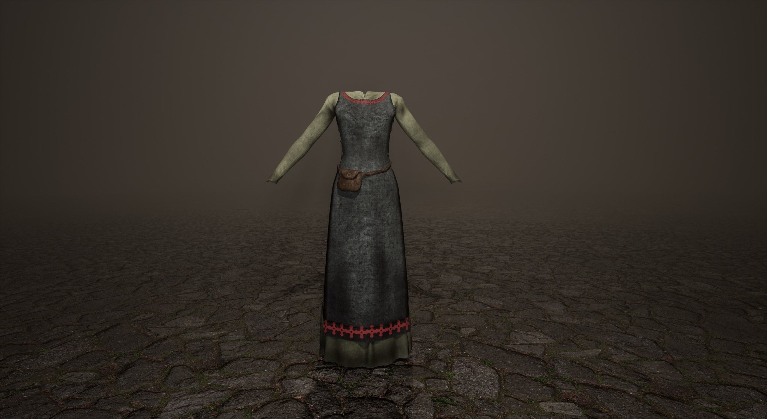 Medieval villager dresses Low-poly 3D model_6