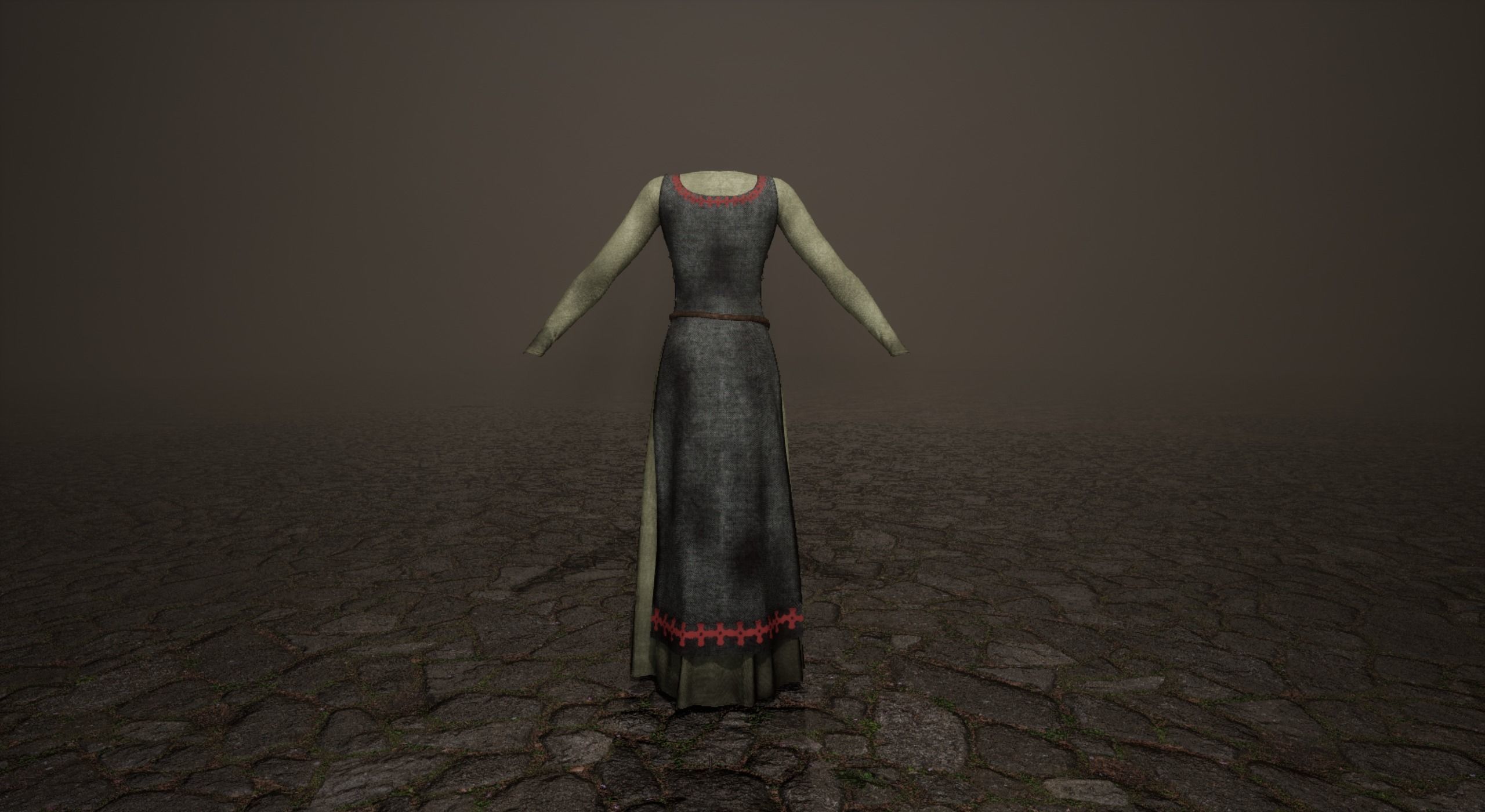 Medieval villager dresses Low-poly 3D model_10