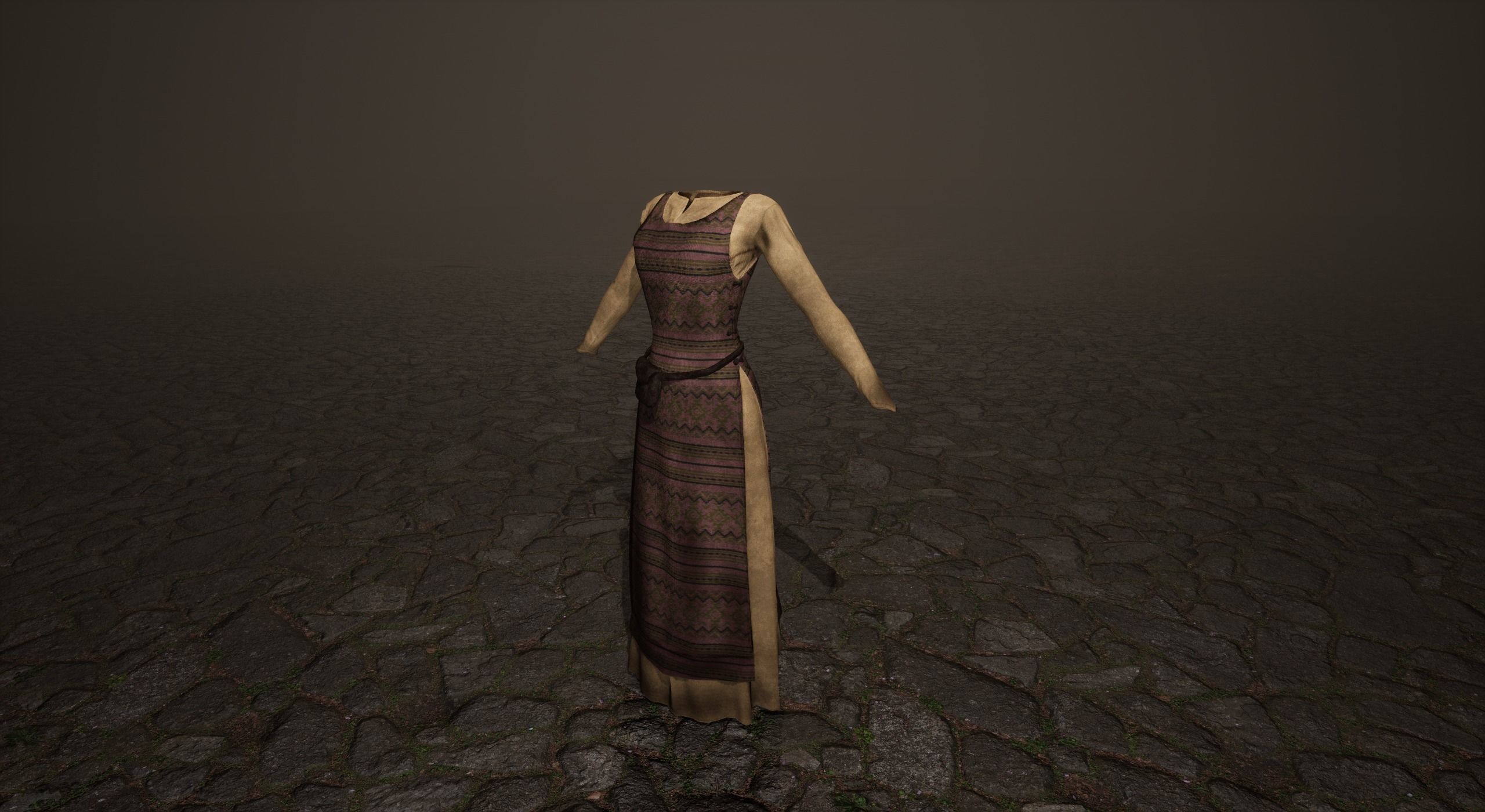 Medieval villager dresses Low-poly 3D model_14