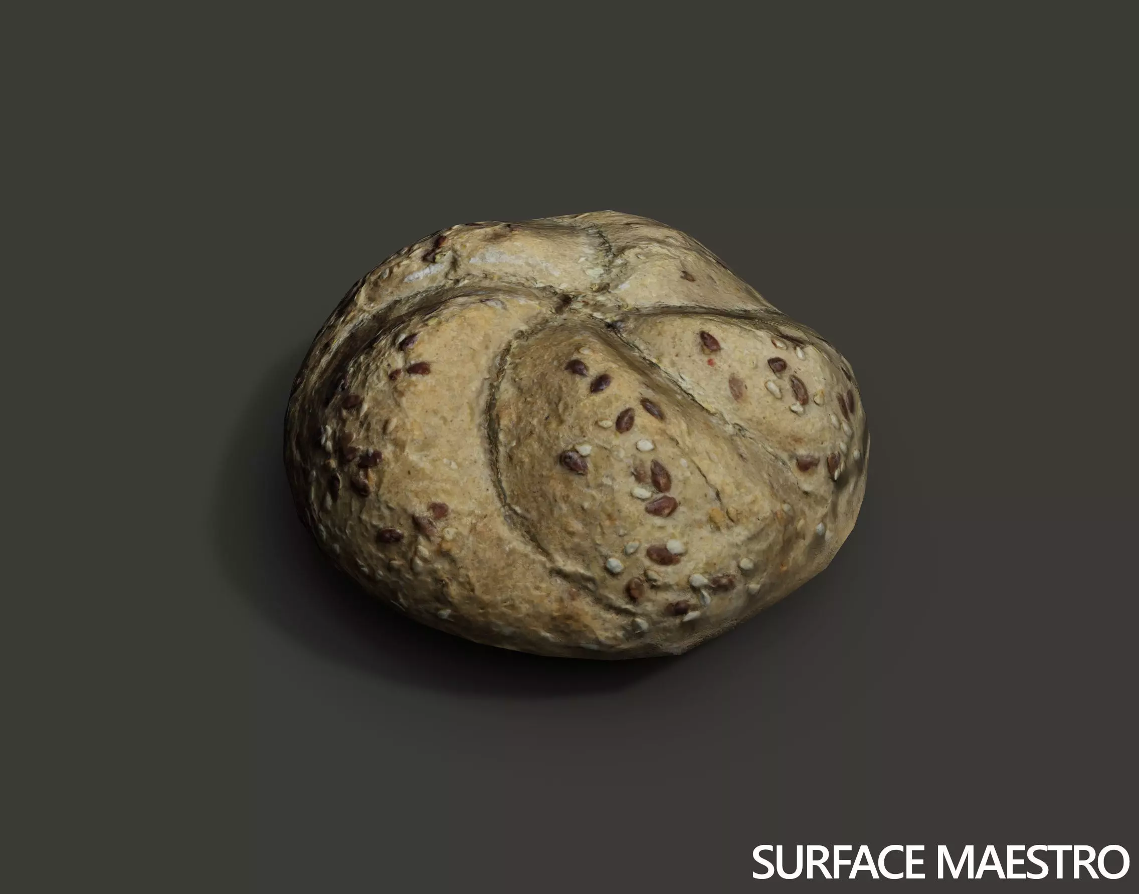 Bread roll Low-poly 3D model_0
