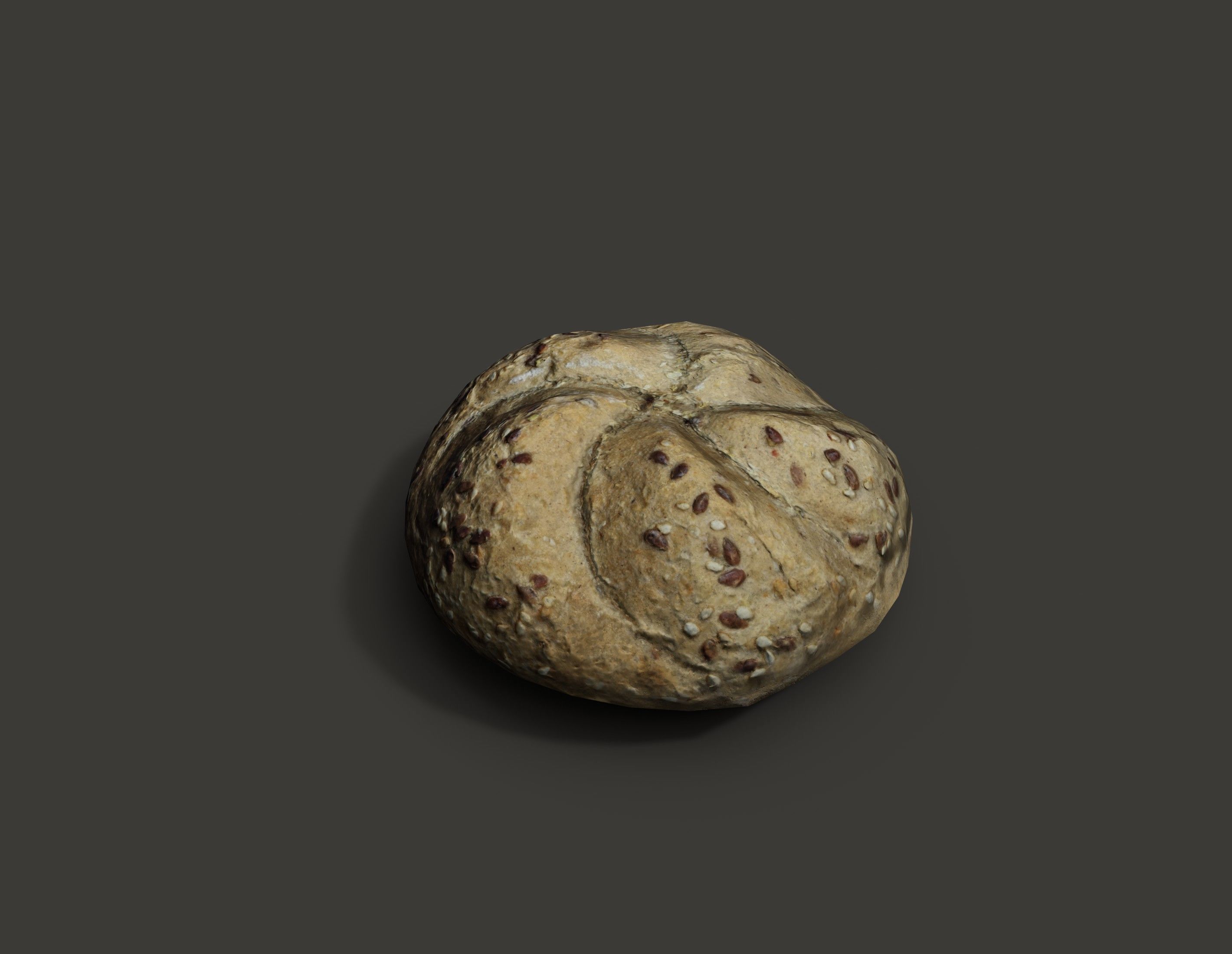 Bread roll Low-poly 3D model_1