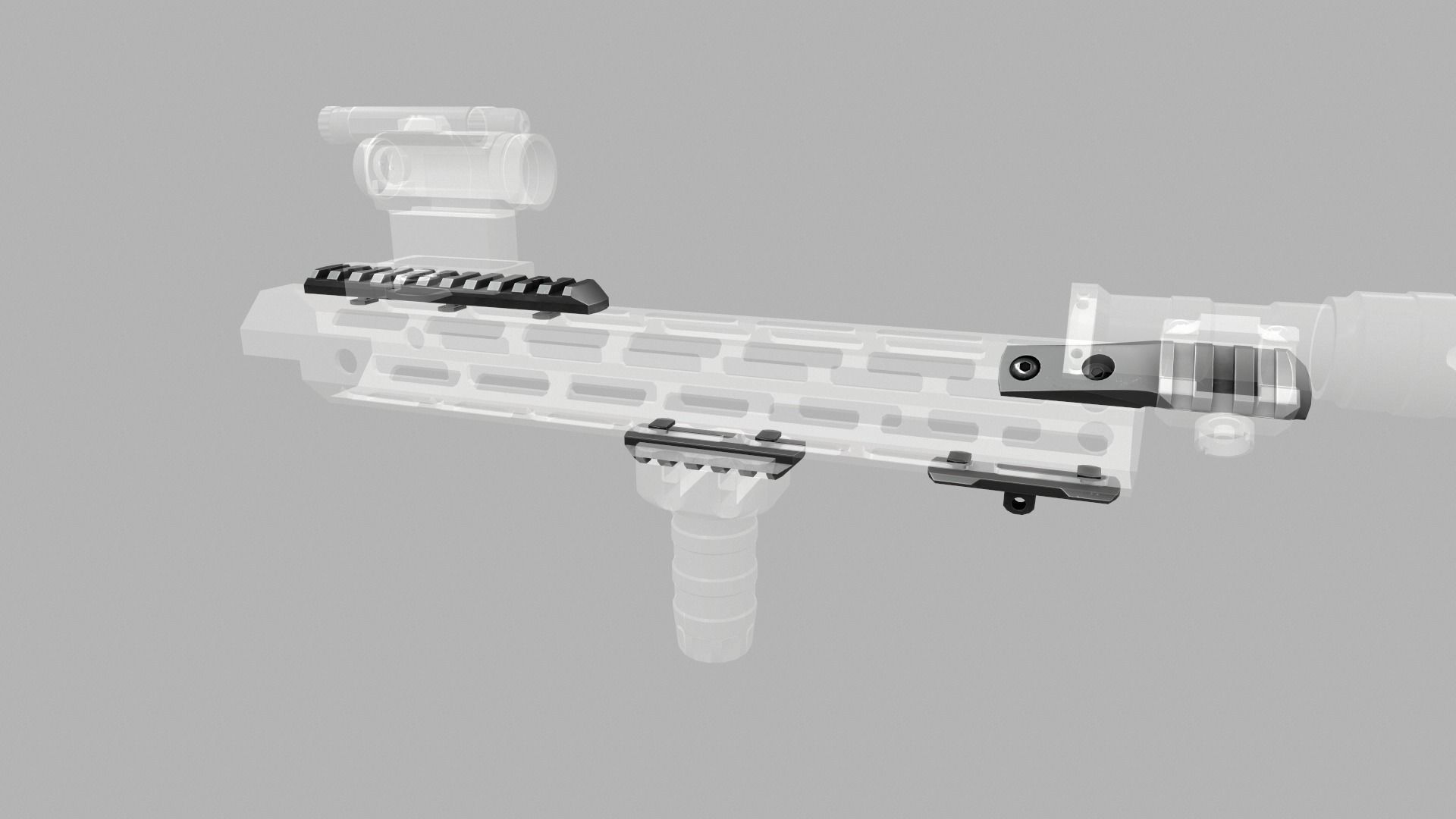 MLOK 1913 Picatinny Rail Sections Free low-poly 3D model_43