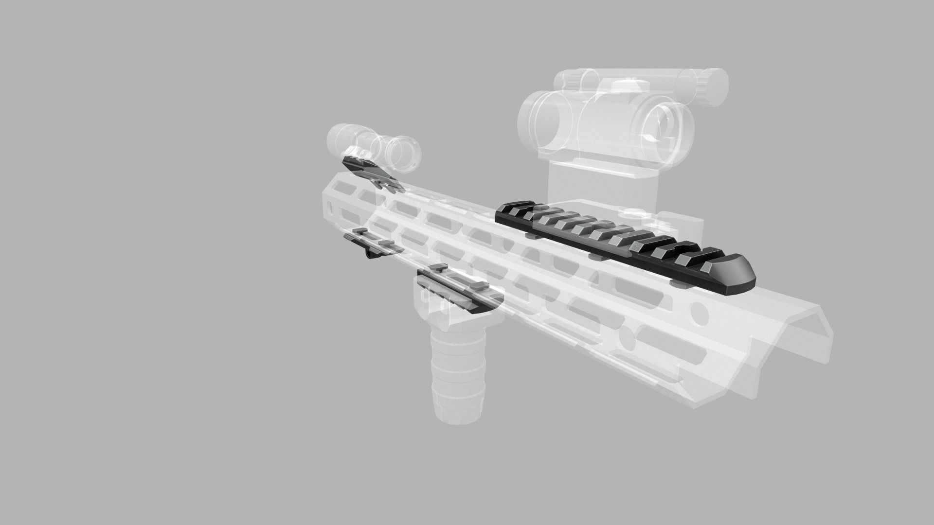 MLOK 1913 Picatinny Rail Sections Free low-poly 3D model_31