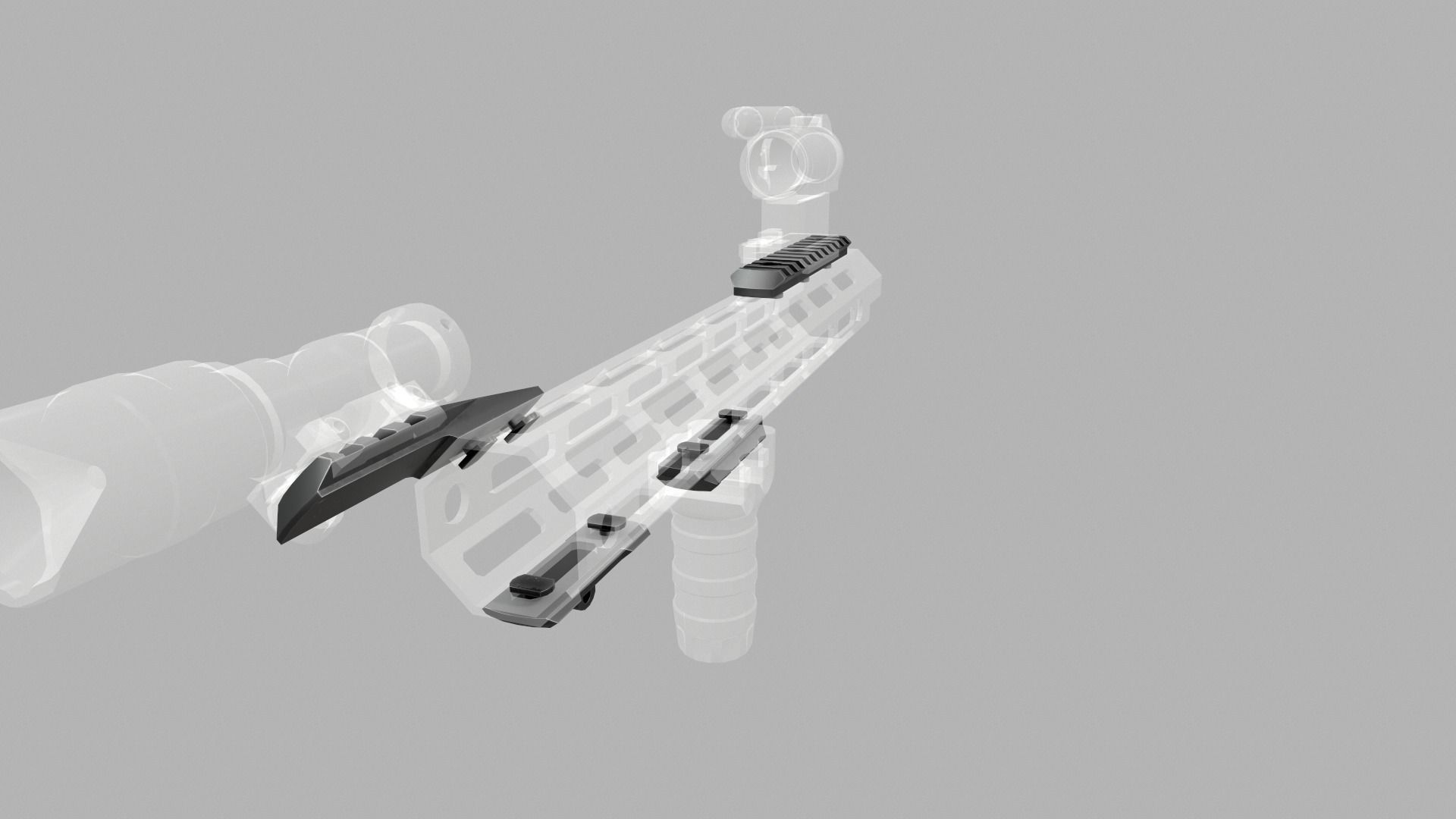 MLOK 1913 Picatinny Rail Sections Free low-poly 3D model_38