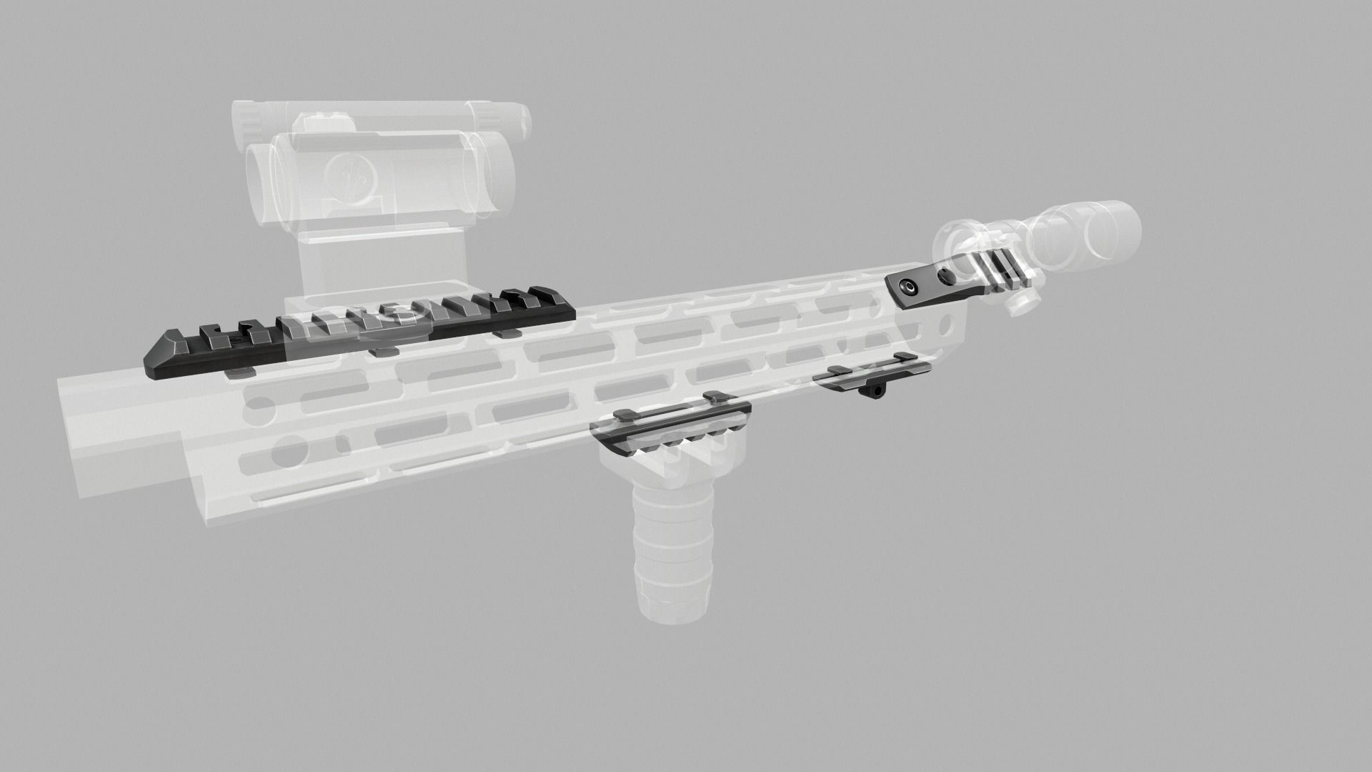 MLOK 1913 Picatinny Rail Sections Free low-poly 3D model_26