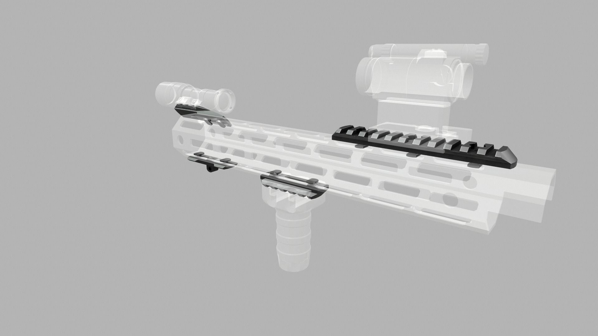 MLOK 1913 Picatinny Rail Sections Free low-poly 3D model_32