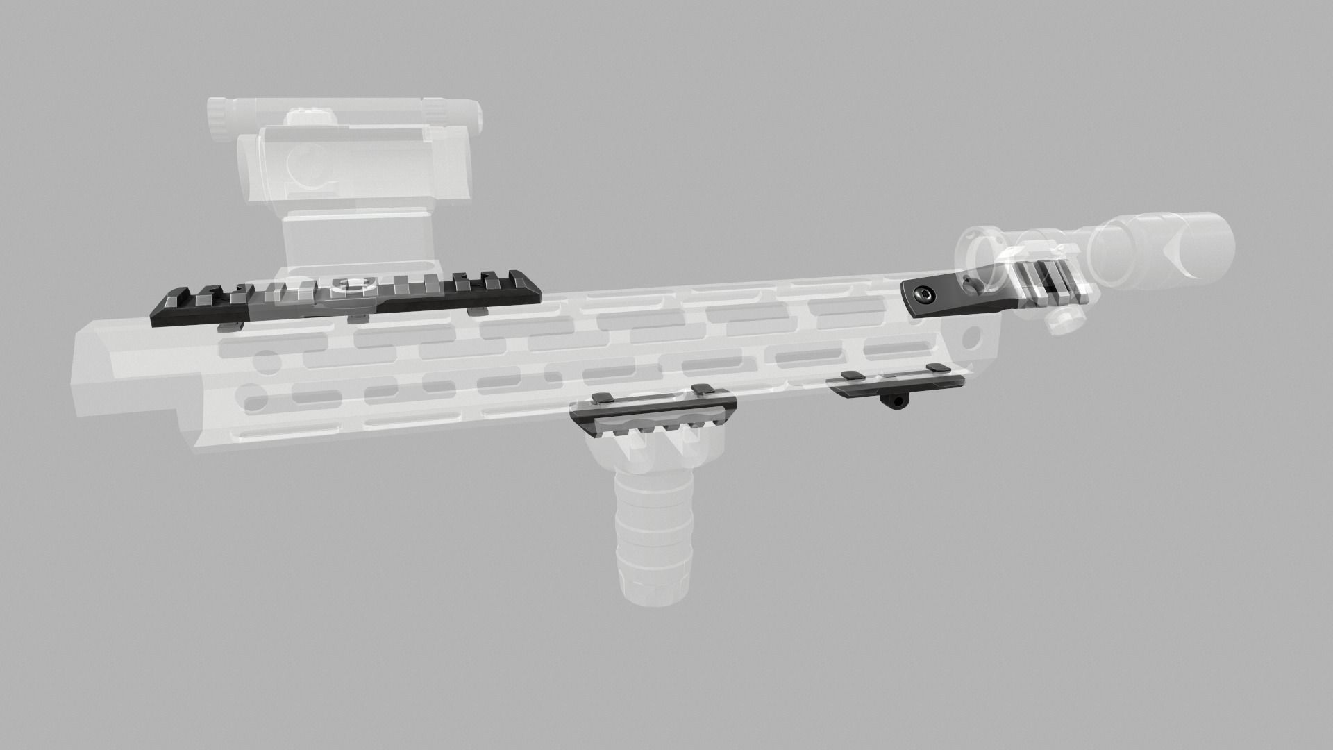 MLOK 1913 Picatinny Rail Sections Free low-poly 3D model_25