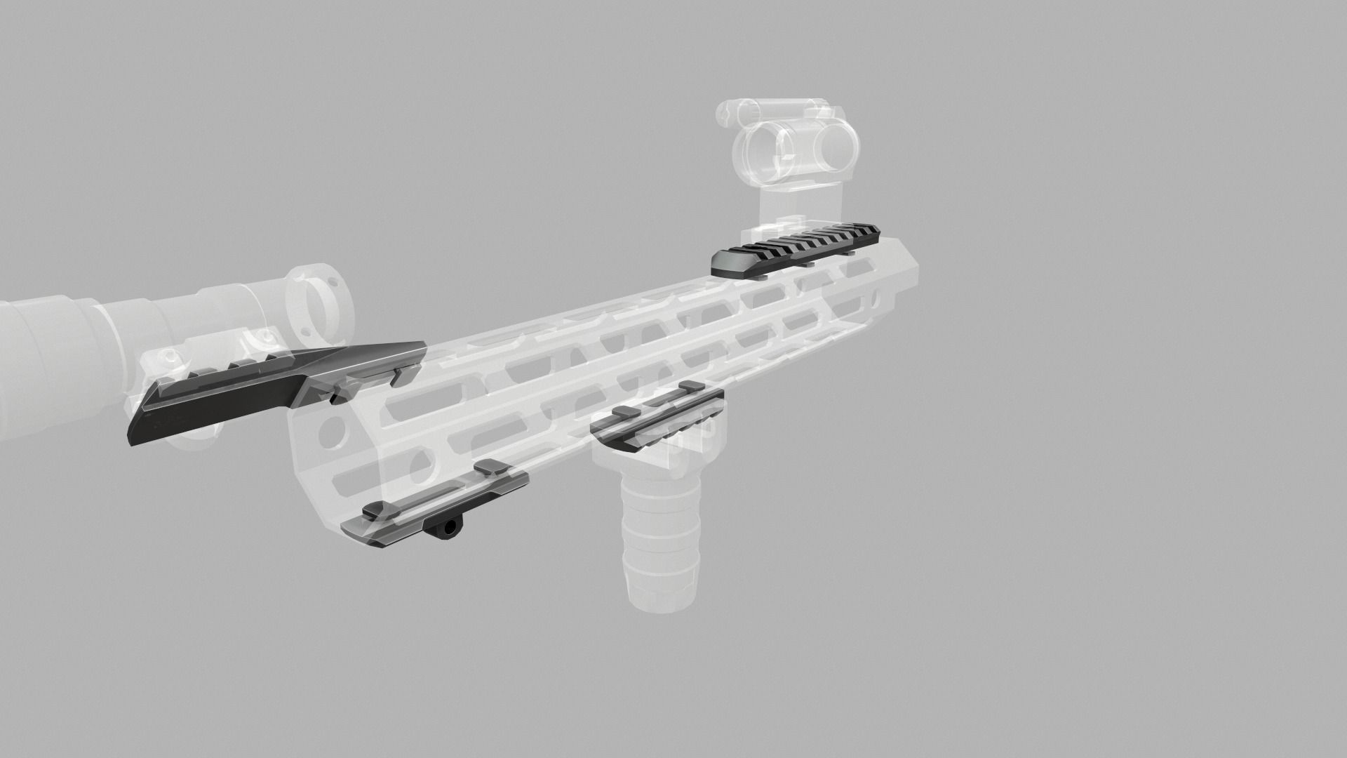 MLOK 1913 Picatinny Rail Sections Free low-poly 3D model_37