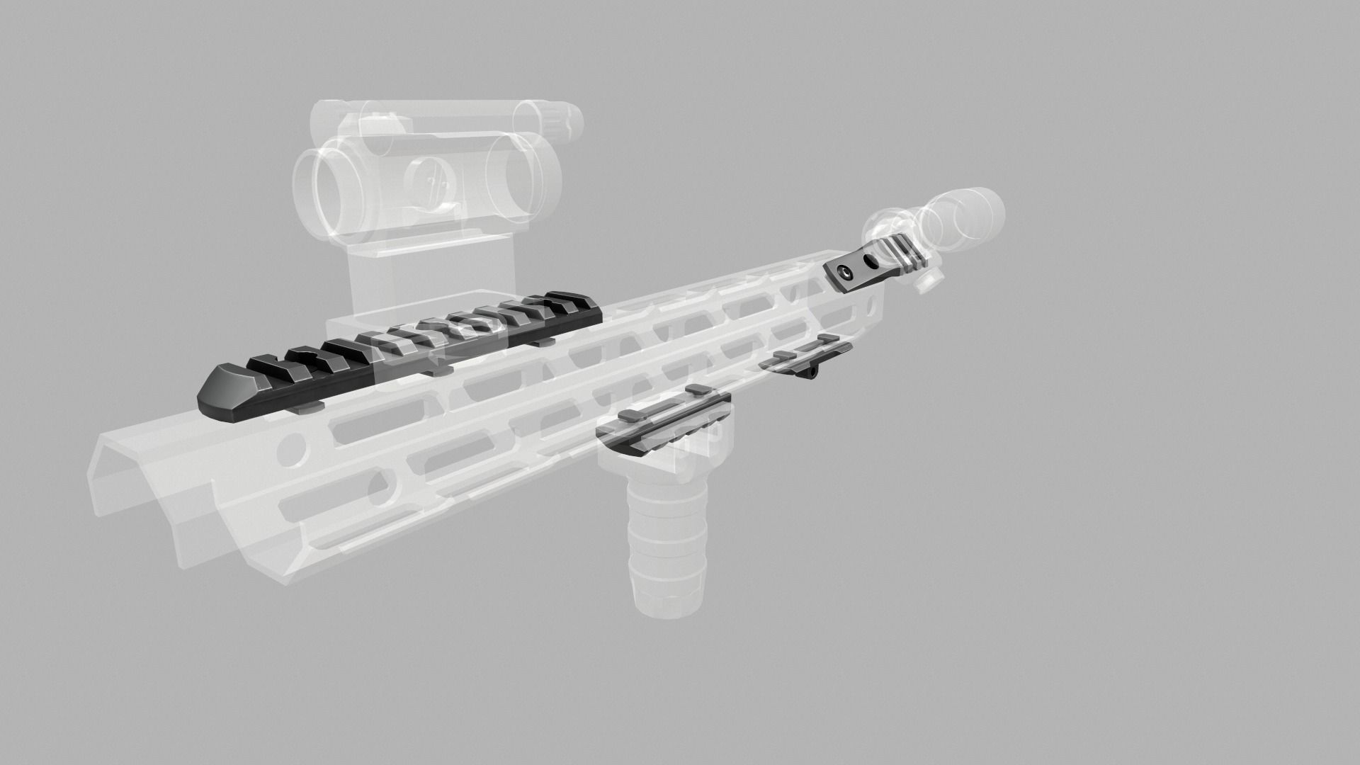 MLOK 1913 Picatinny Rail Sections Free low-poly 3D model_27
