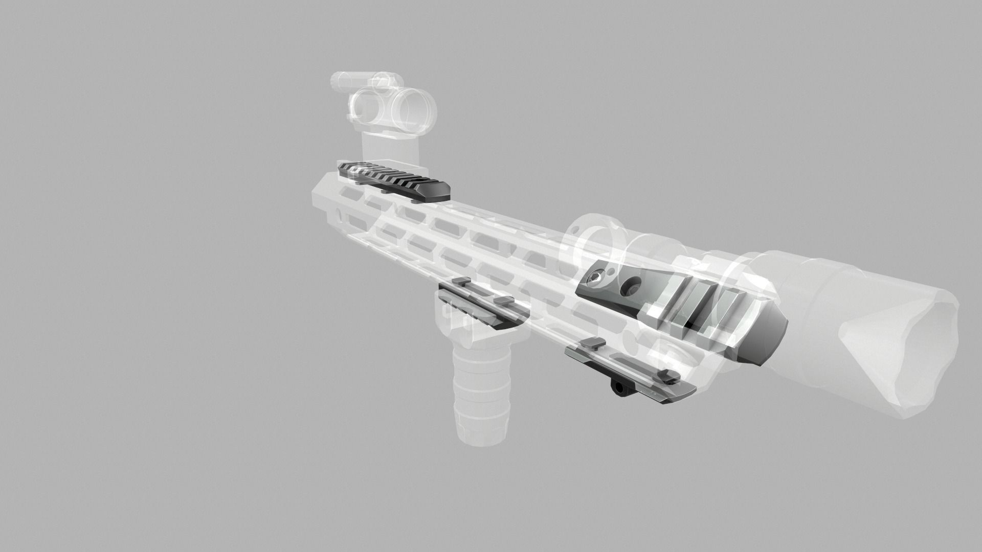 MLOK 1913 Picatinny Rail Sections Free low-poly 3D model_41