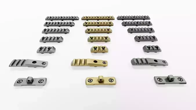 MLOK 1913 Picatinny Rail Sections Free low-poly 3D model