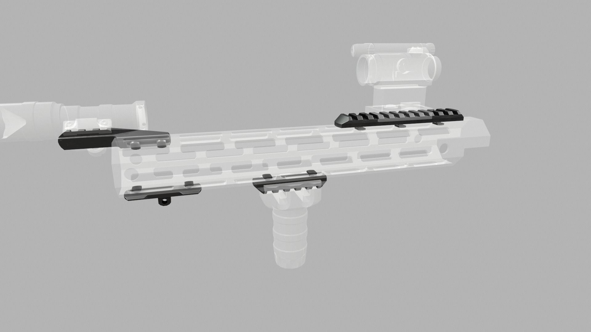 MLOK 1913 Picatinny Rail Sections Free low-poly 3D model_35