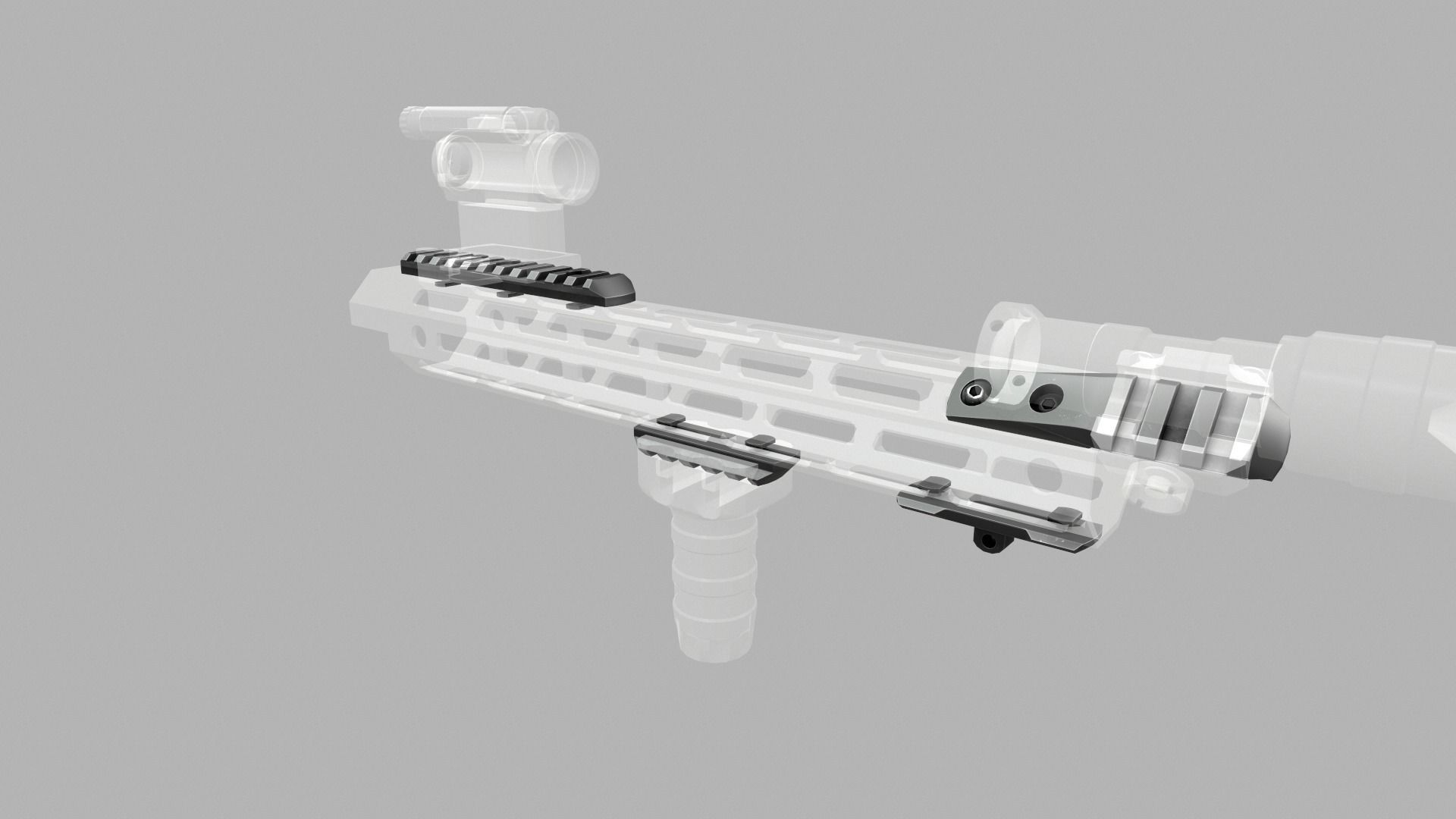 MLOK 1913 Picatinny Rail Sections Free low-poly 3D model_42