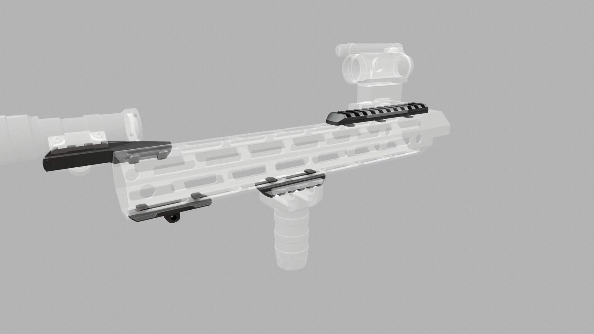 MLOK 1913 Picatinny Rail Sections Free low-poly 3D model_36