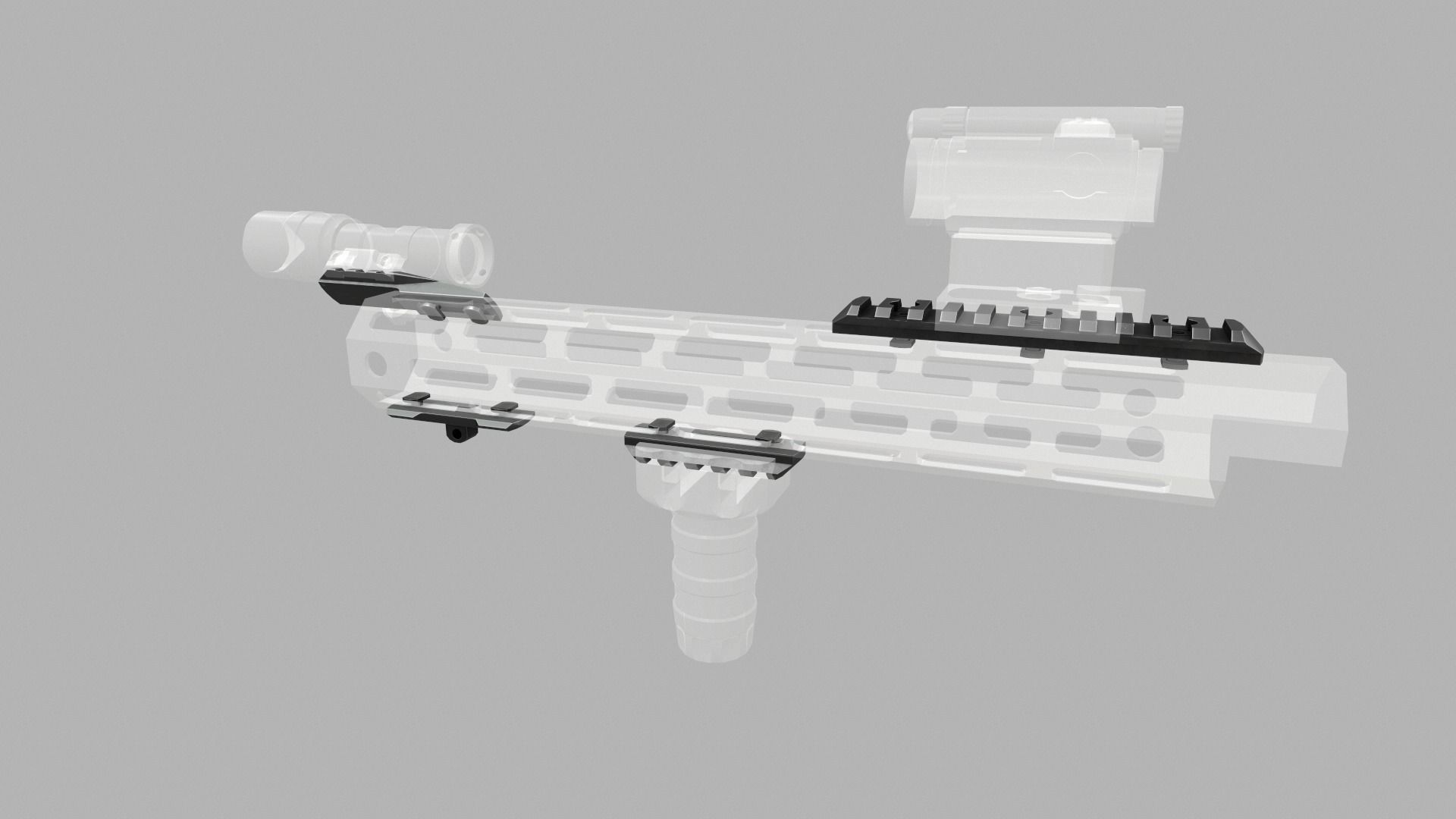 MLOK 1913 Picatinny Rail Sections Free low-poly 3D model_33
