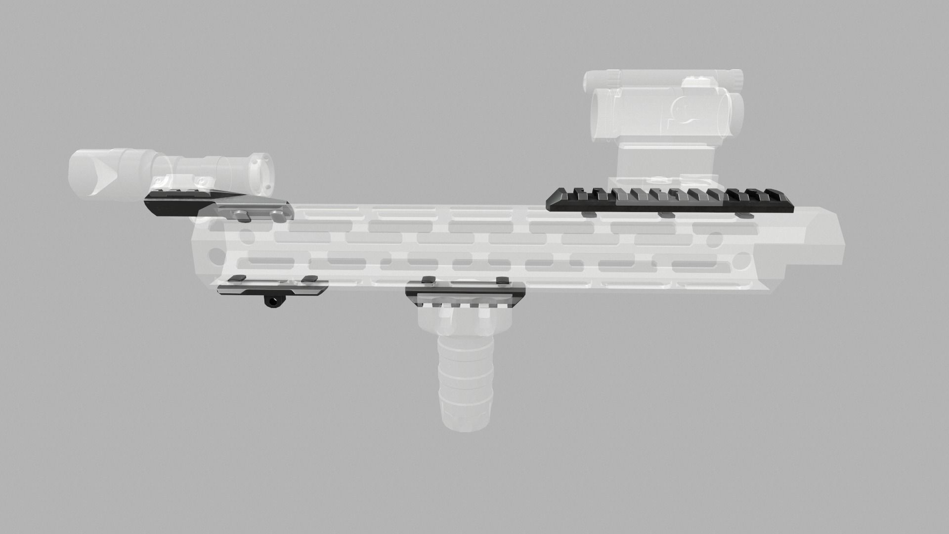 MLOK 1913 Picatinny Rail Sections Free low-poly 3D model_34