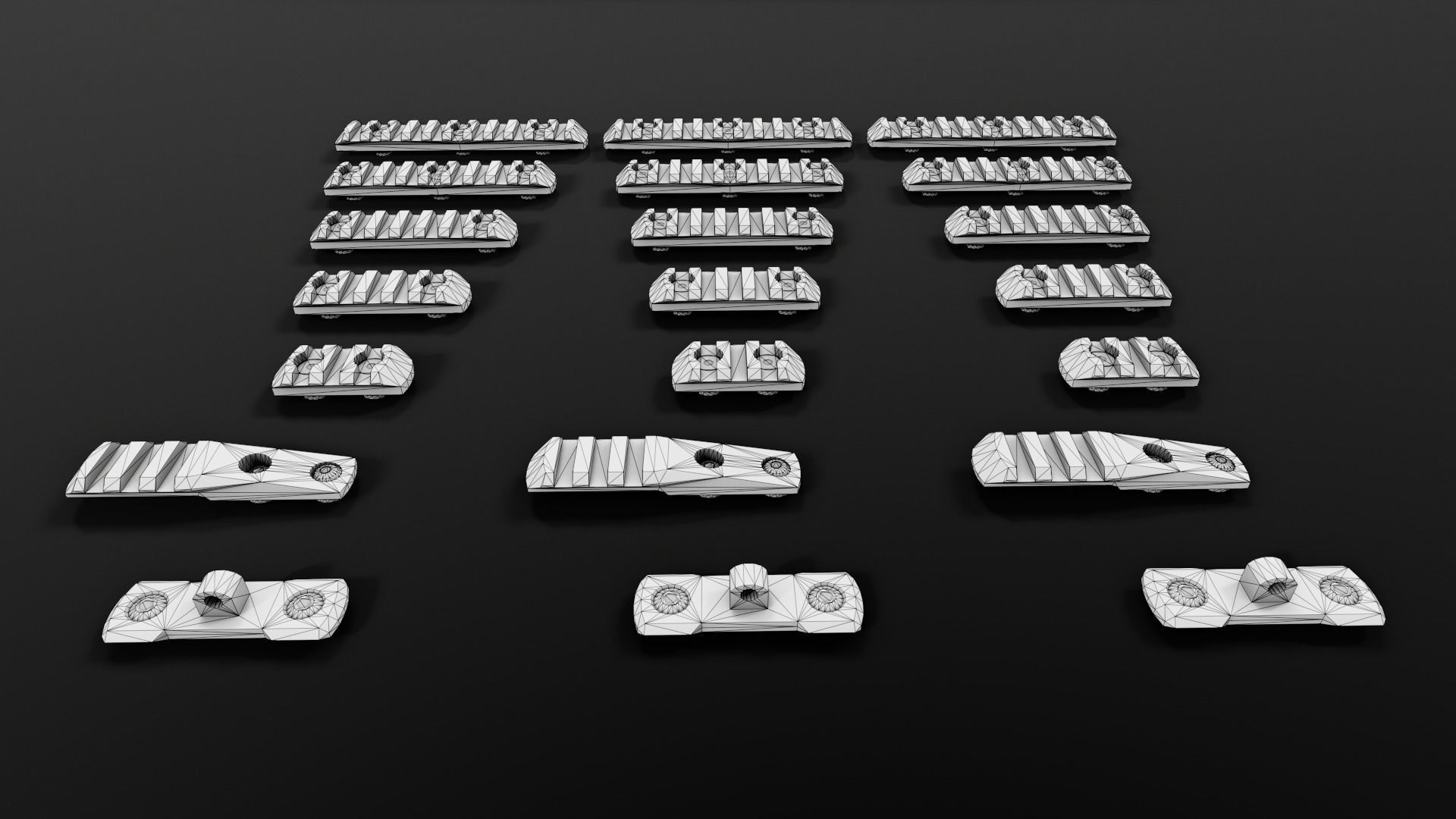 MLOK 1913 Picatinny Rail Sections Free low-poly 3D model_2