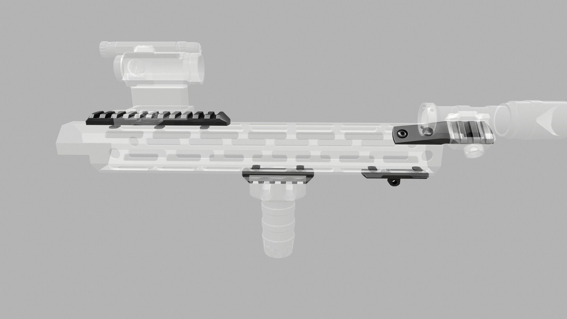MLOK 1913 Picatinny Rail Sections Free low-poly 3D model_24
