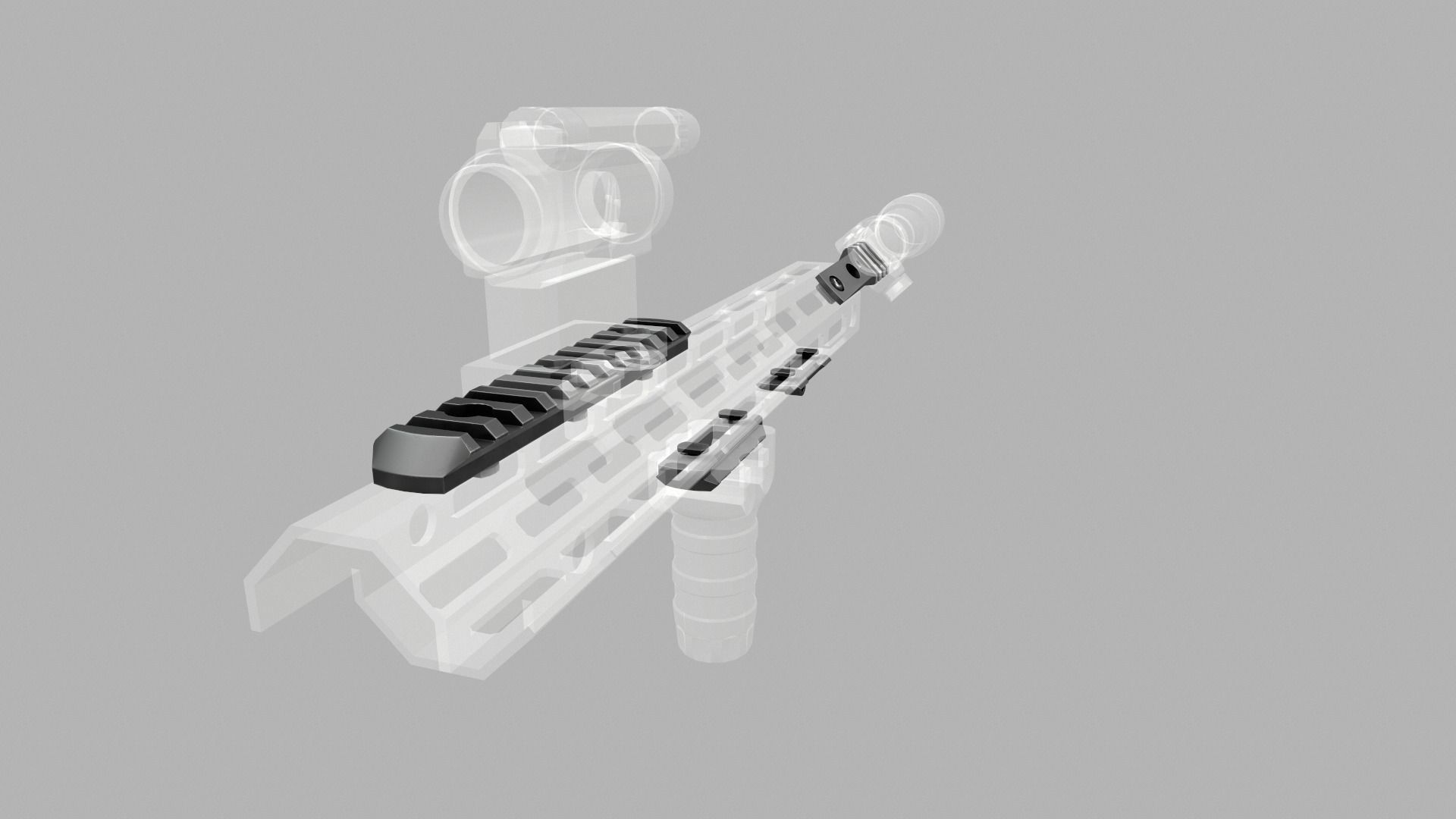 MLOK 1913 Picatinny Rail Sections Free low-poly 3D model_28