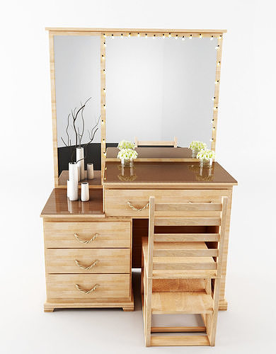 Dressing Table With Chair Dresser 3D model