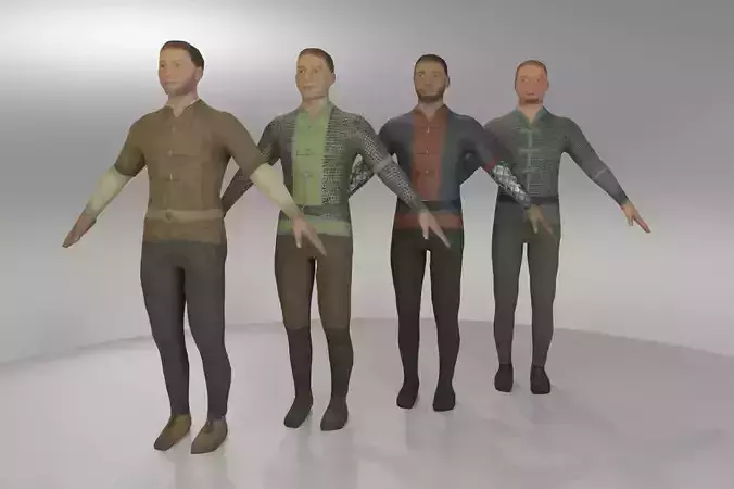 Low Poly Medieval Guard Men Low-poly 3D model
