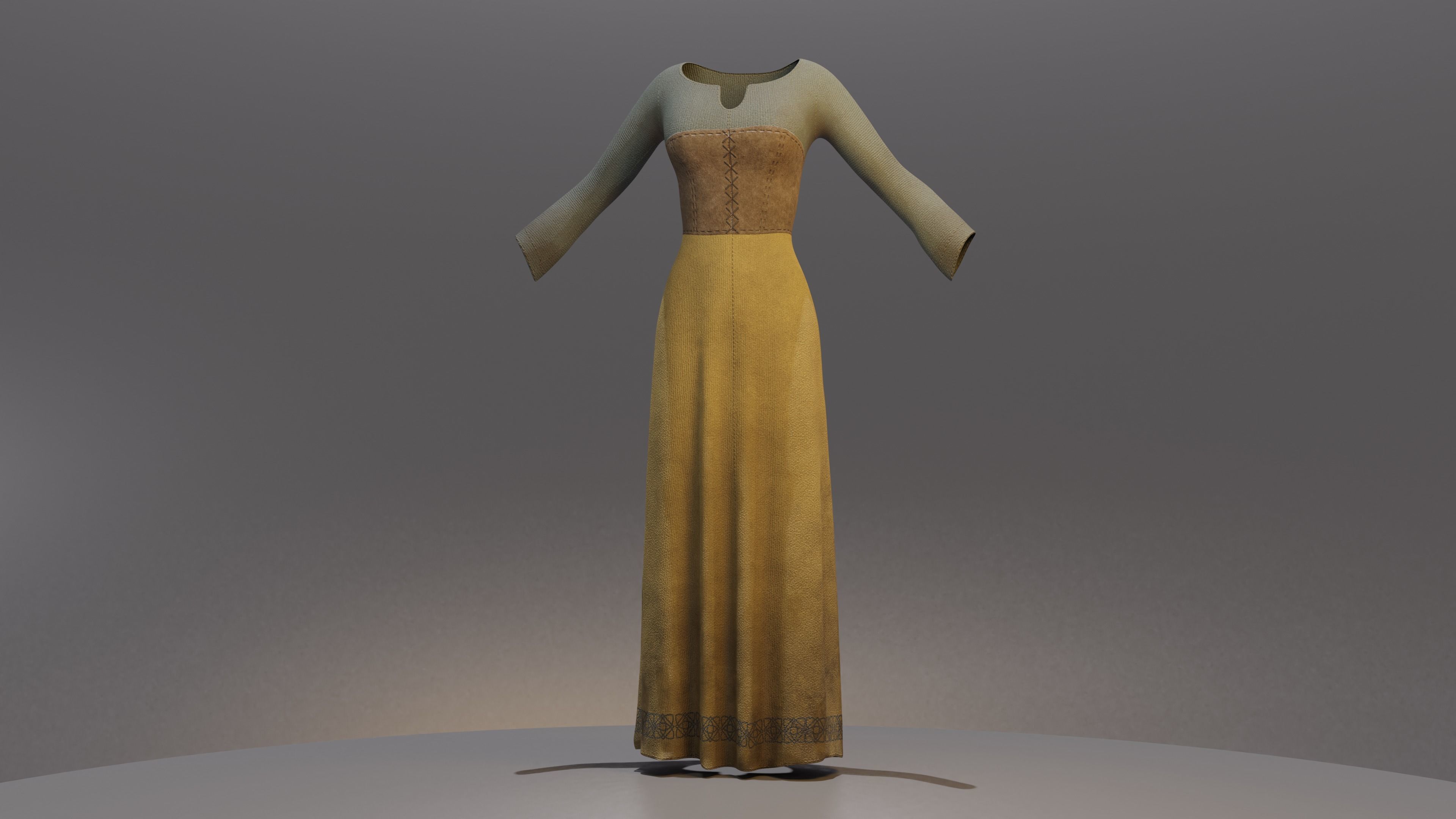 Peasant Dresses Low-poly 3D model_8