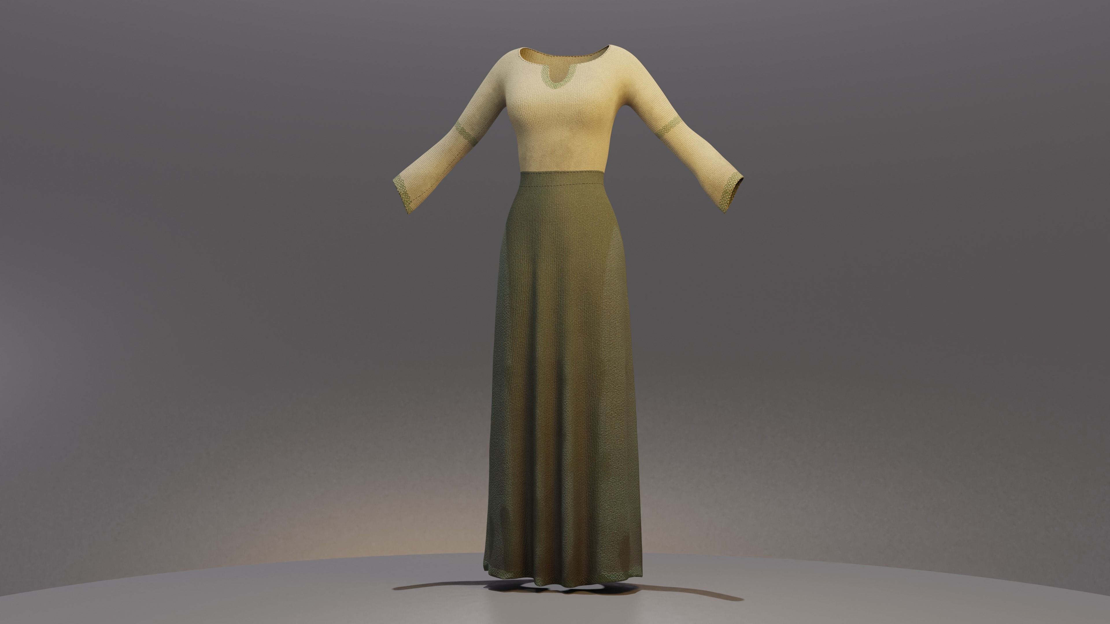 Peasant Dresses Low-poly 3D model_9