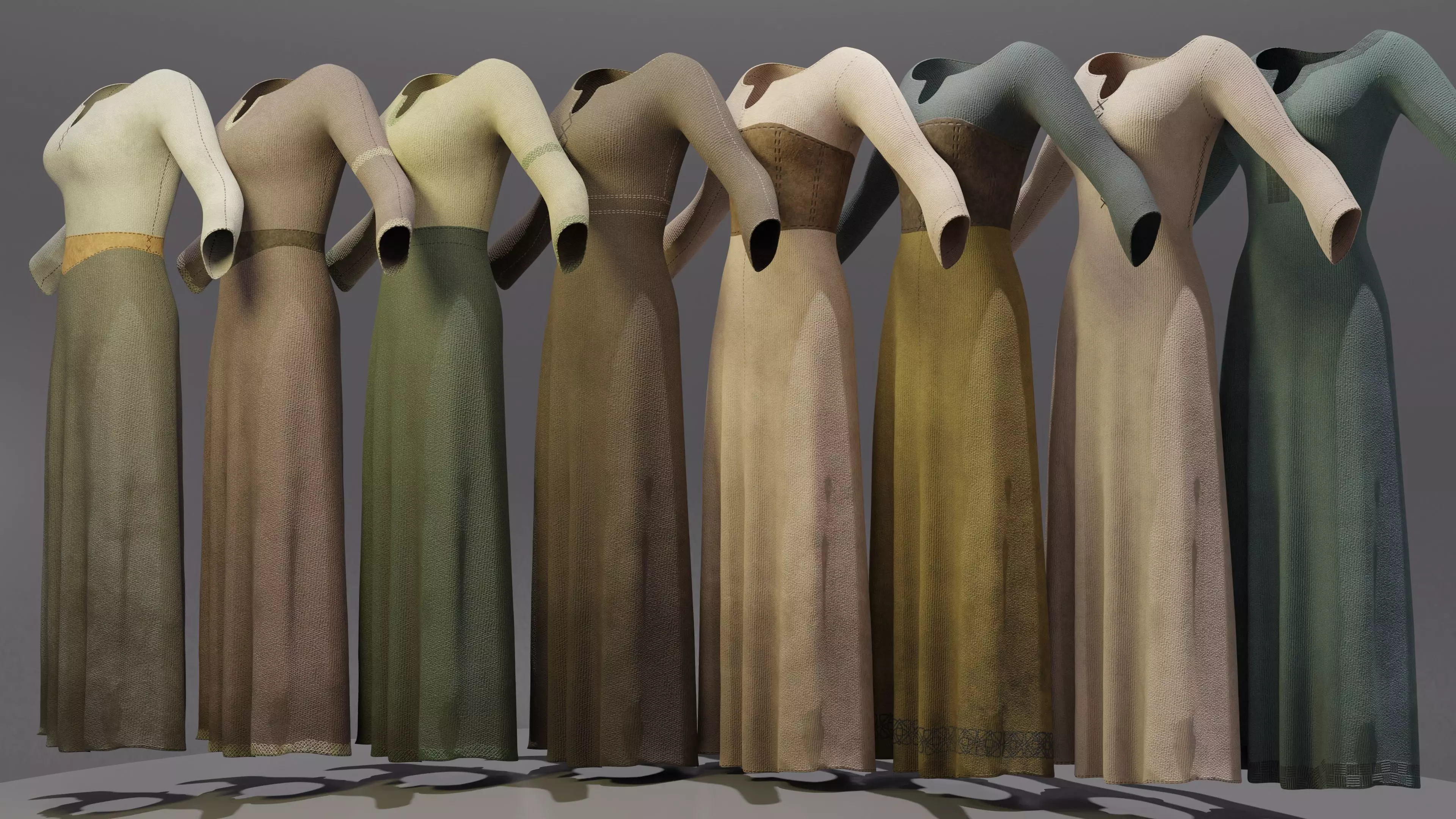 Peasant Dresses Low-poly 3D model_0