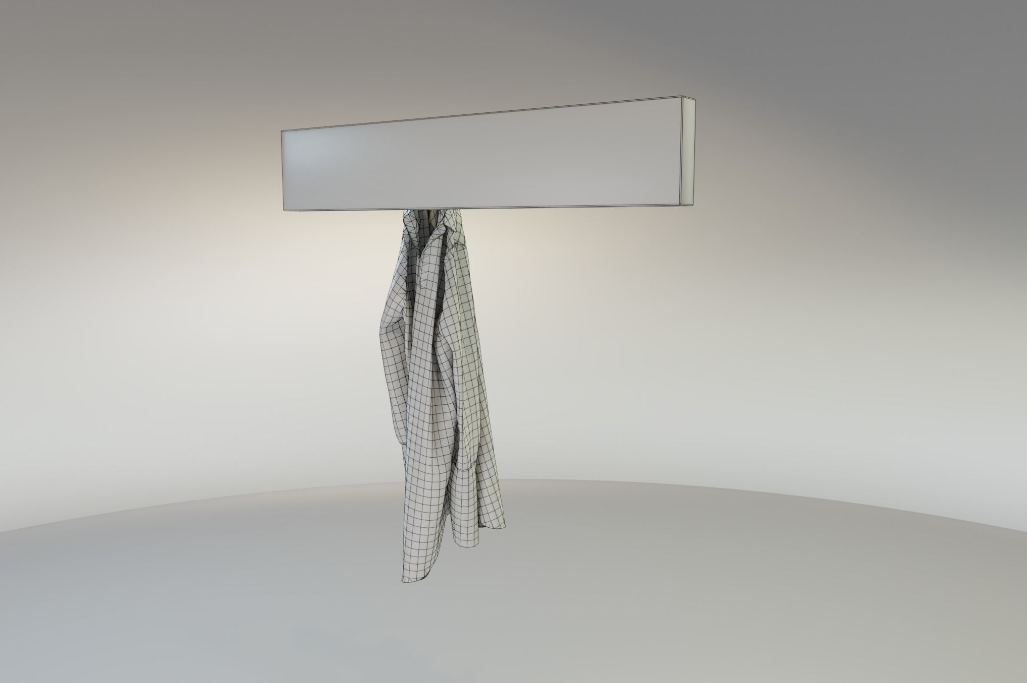 Rustic Wall Hooks and Hanging Shirt Low-poly 3D model_12