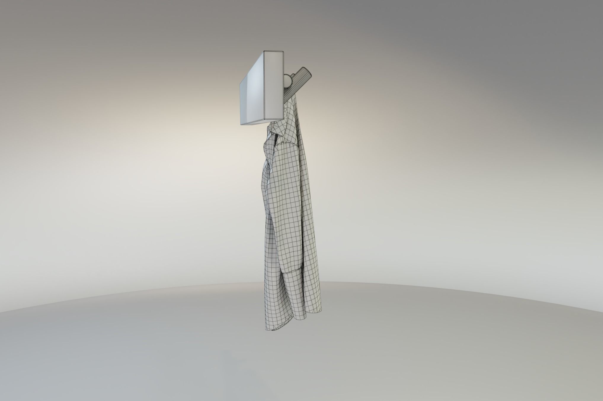 Rustic Wall Hooks and Hanging Shirt Low-poly 3D model_11