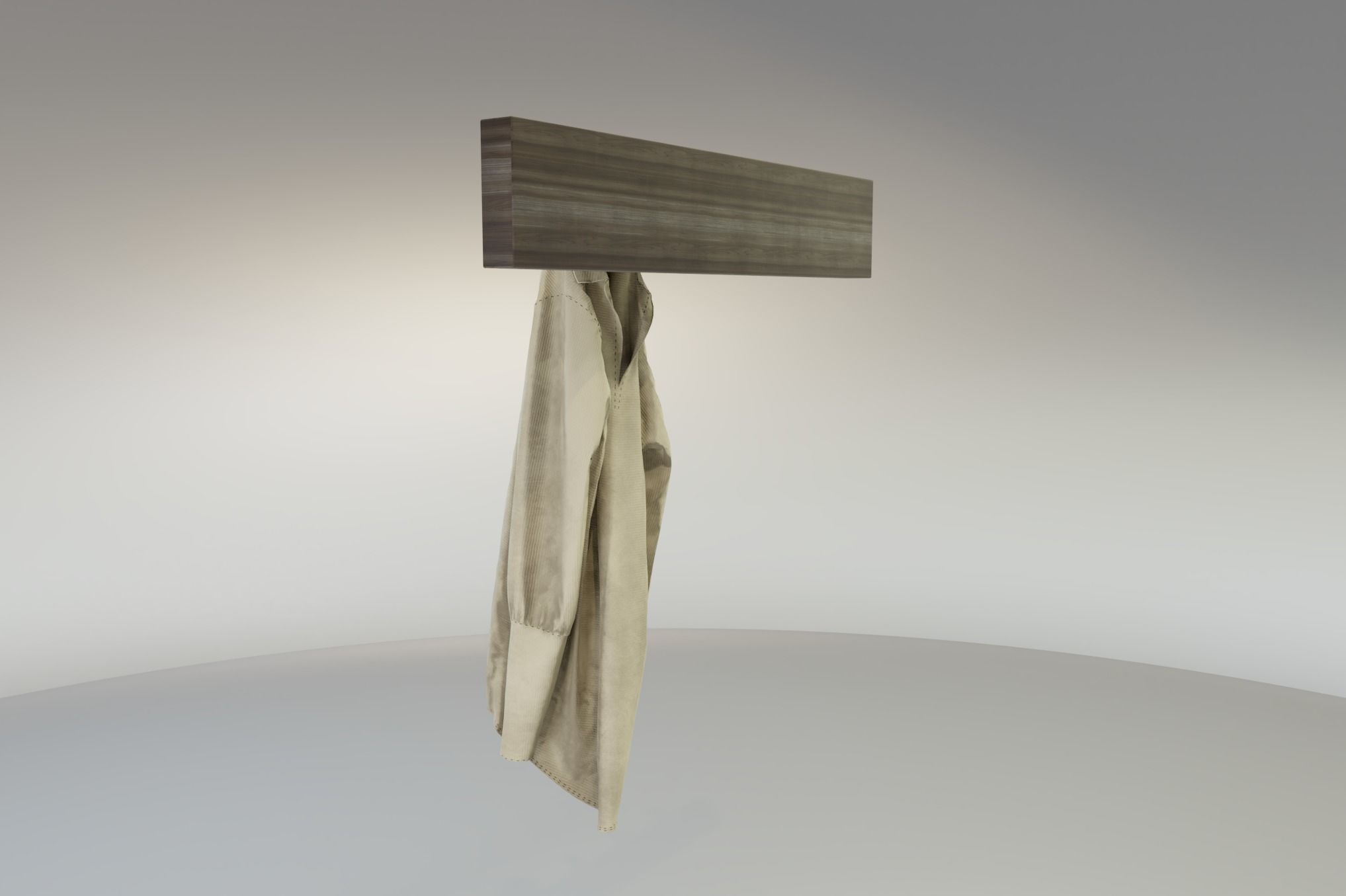 Rustic Wall Hooks and Hanging Shirt Low-poly 3D model_6