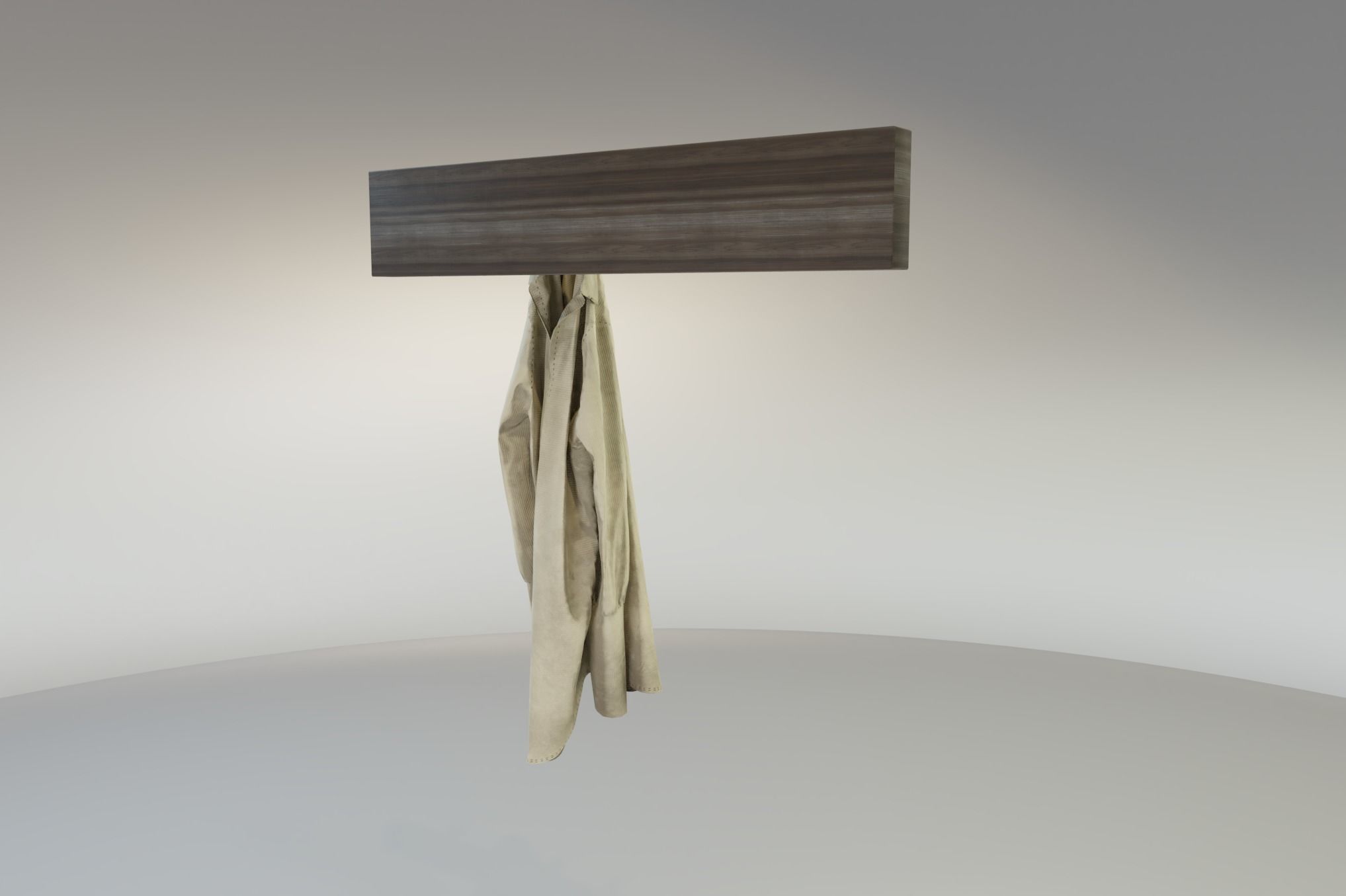 Rustic Wall Hooks and Hanging Shirt Low-poly 3D model_4