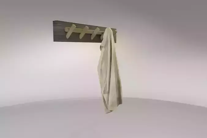 Rustic Wall Hooks and Hanging Shirt Low-poly 3D model