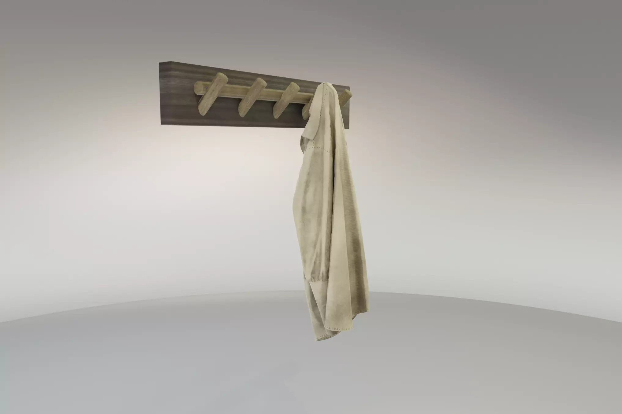 Rustic Wall Hooks and Hanging Shirt Low-poly 3D model_0