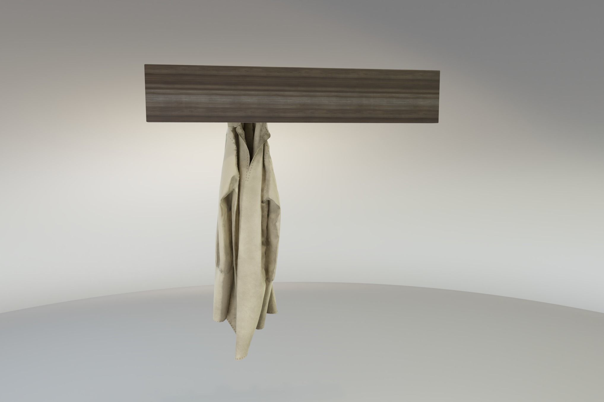 Rustic Wall Hooks and Hanging Shirt Low-poly 3D model_5