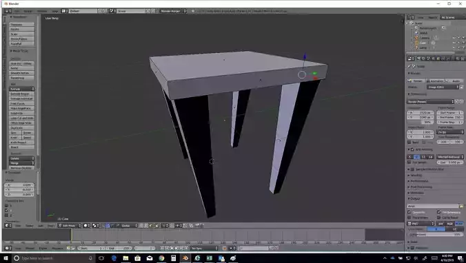 low poly table computer screen showing Free 3D model