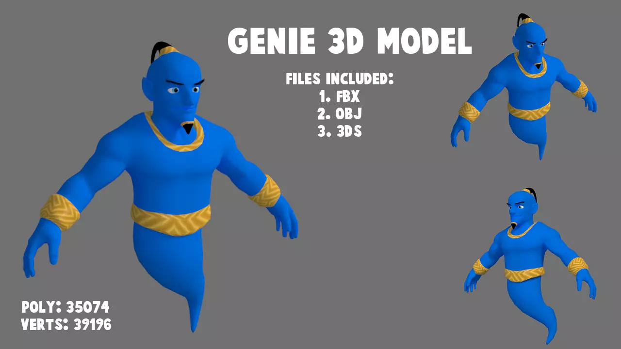Genie character from movie aladdin 3D model_0
